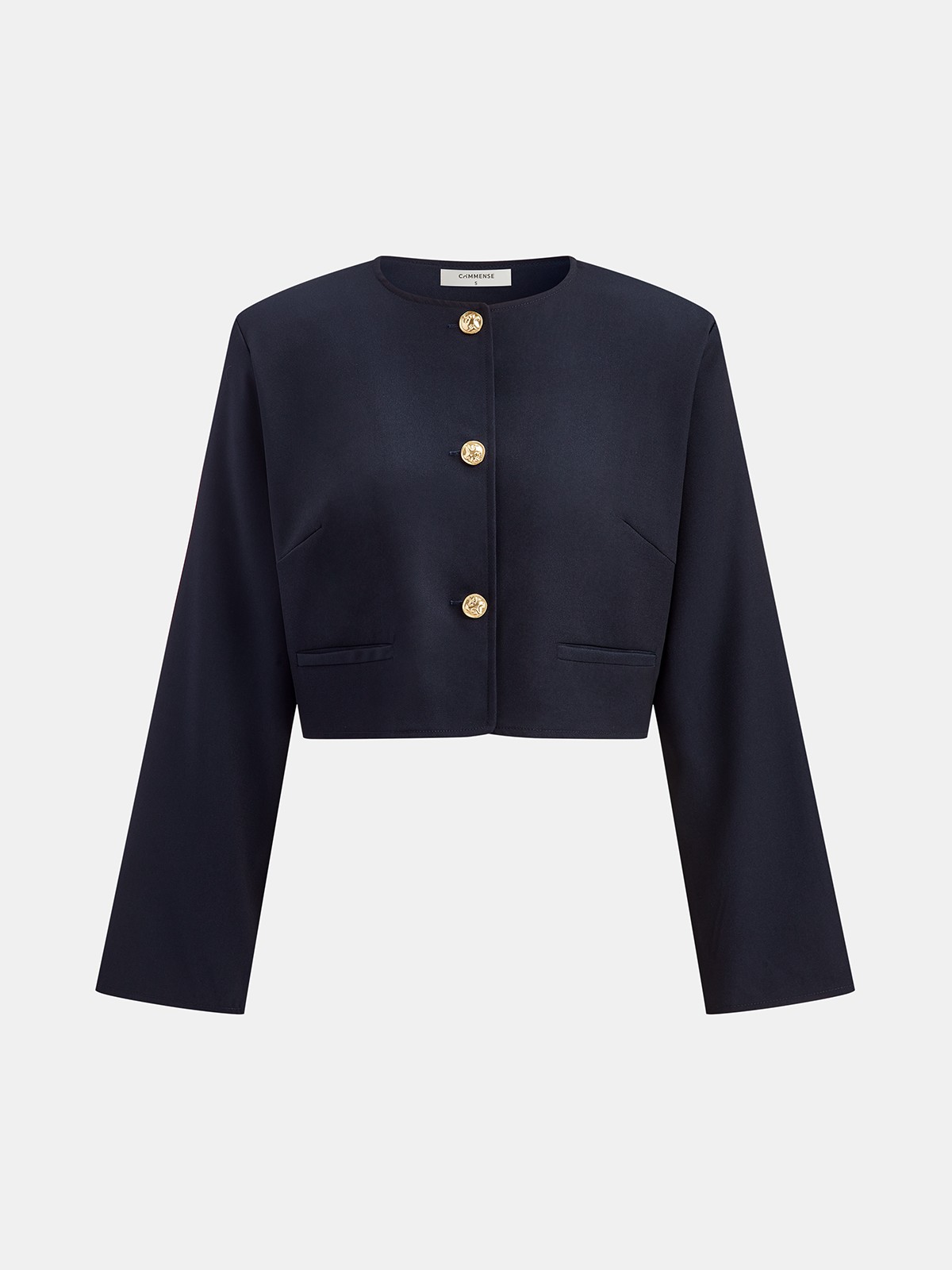 Metal Button Cropped Jacket