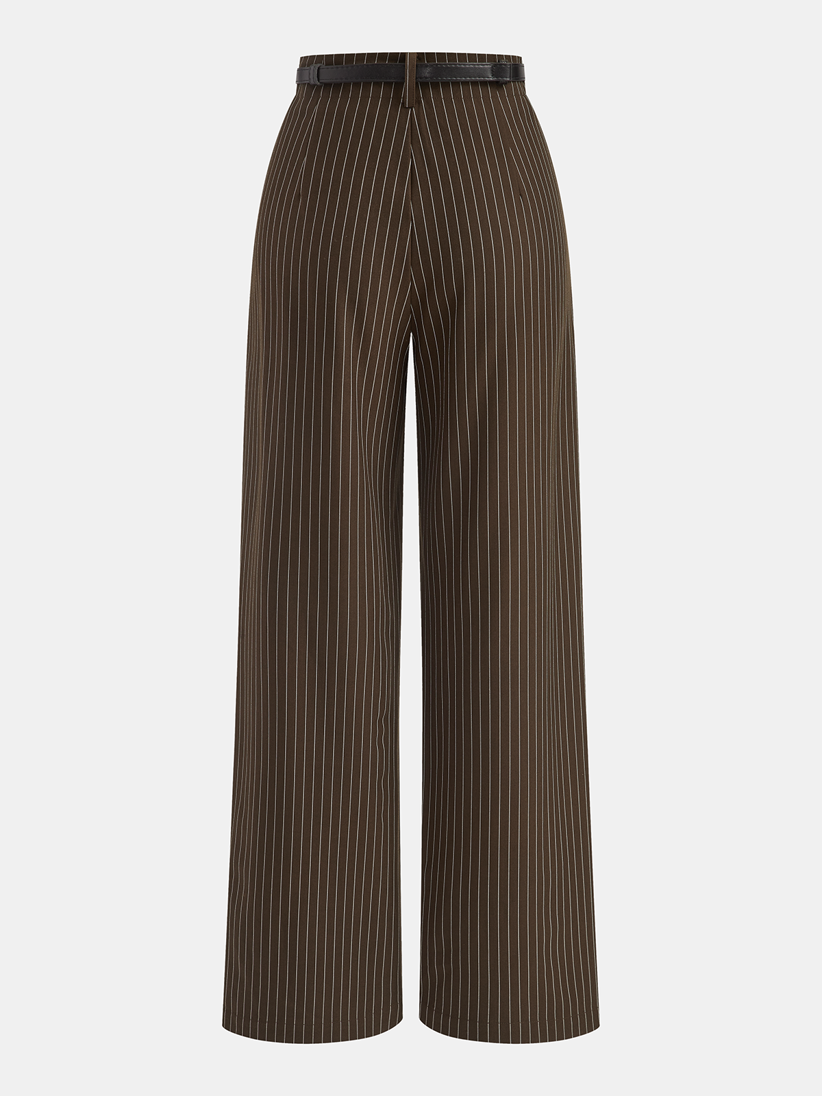 Gestreifte Bundfaltenhose mit Gürtel
