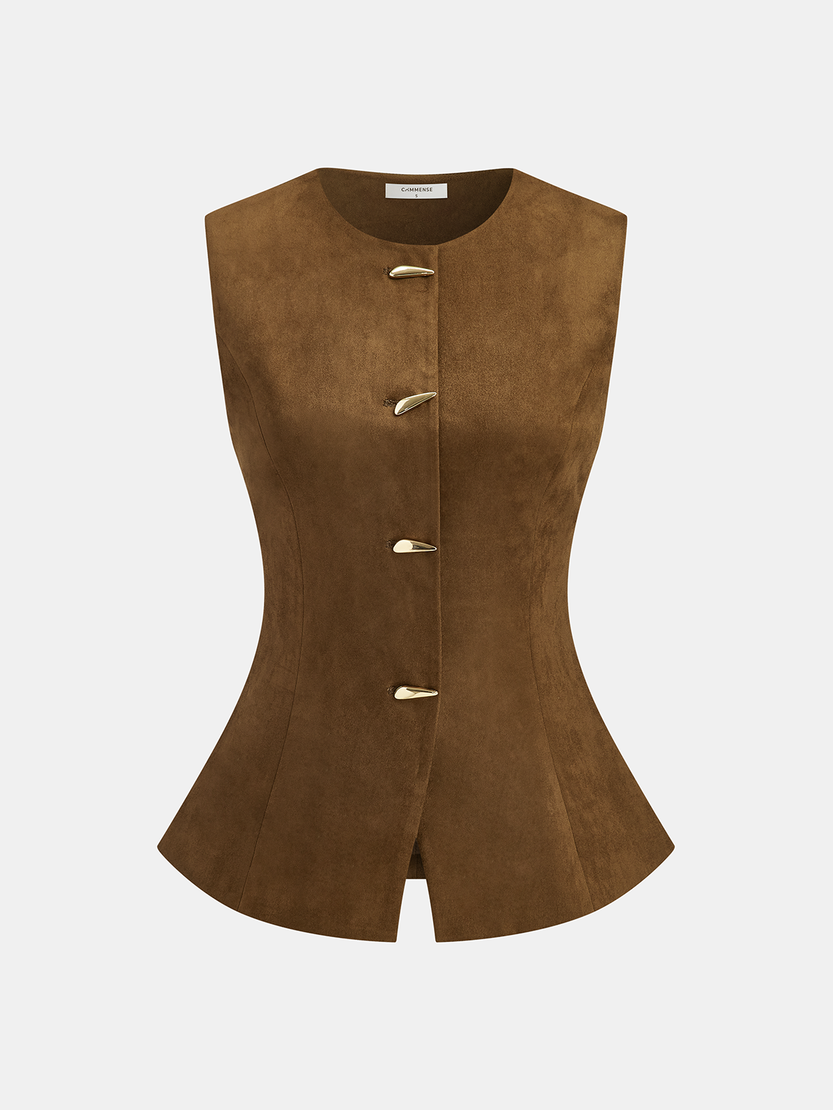Metal Button Suede Effect Vest