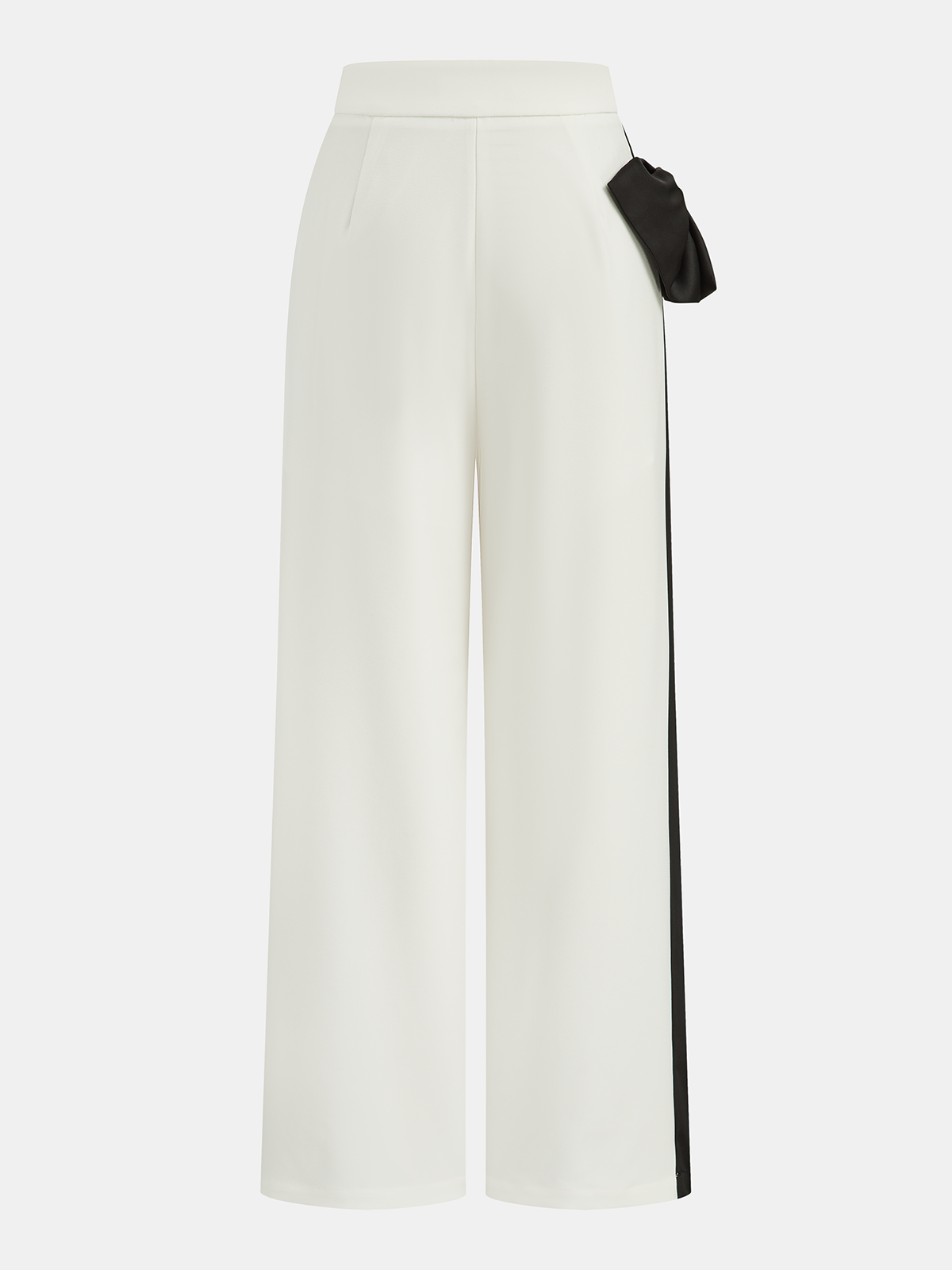 Contrast Bow Asymmetrical Wide-Leg Pants