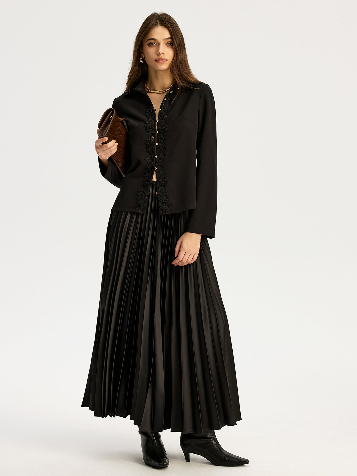Spitzenbesetzte Bluse