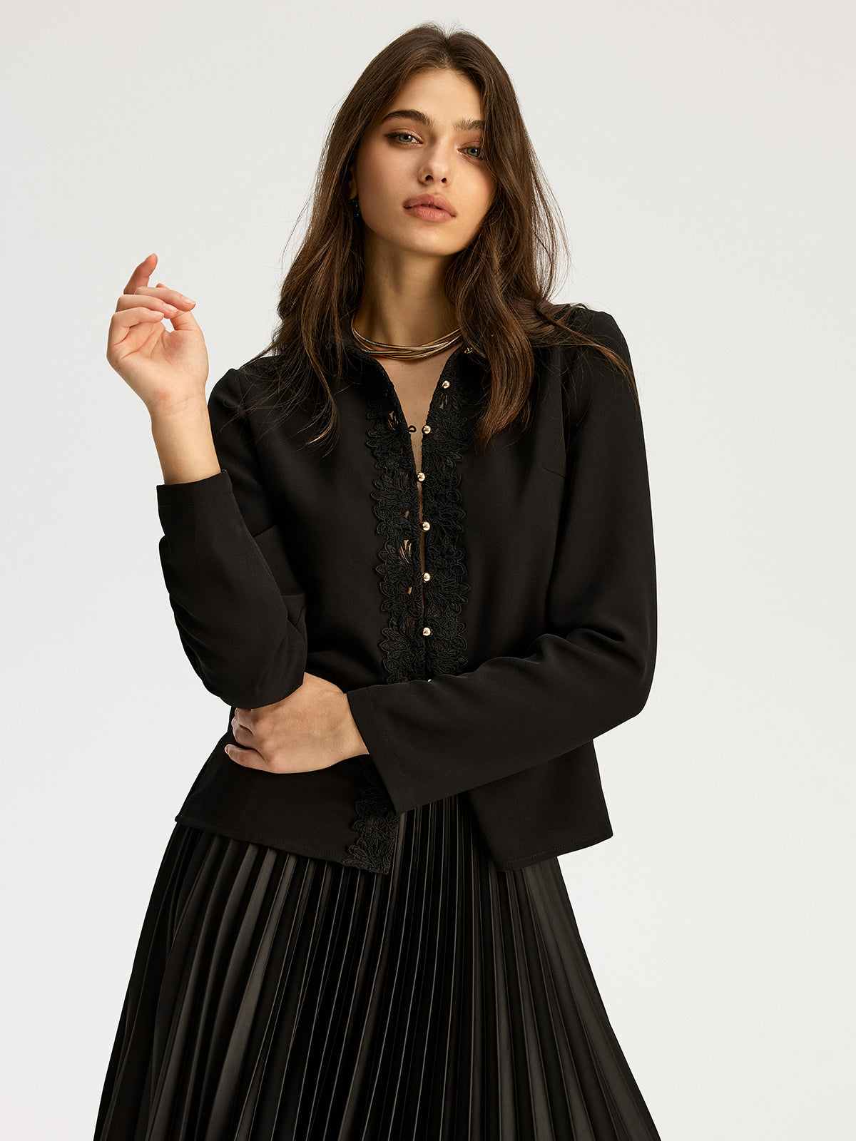 Spitzenbesetzte Bluse