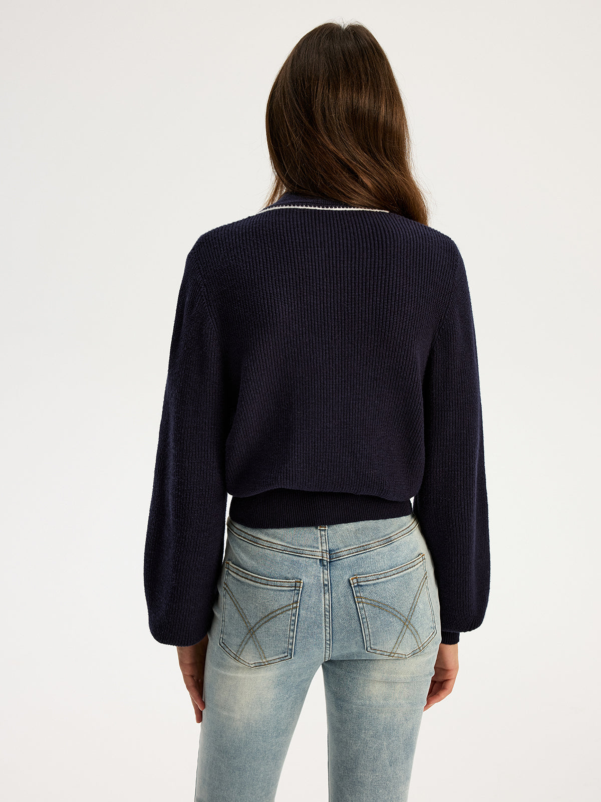 Haut en maille à col boutonné et noué