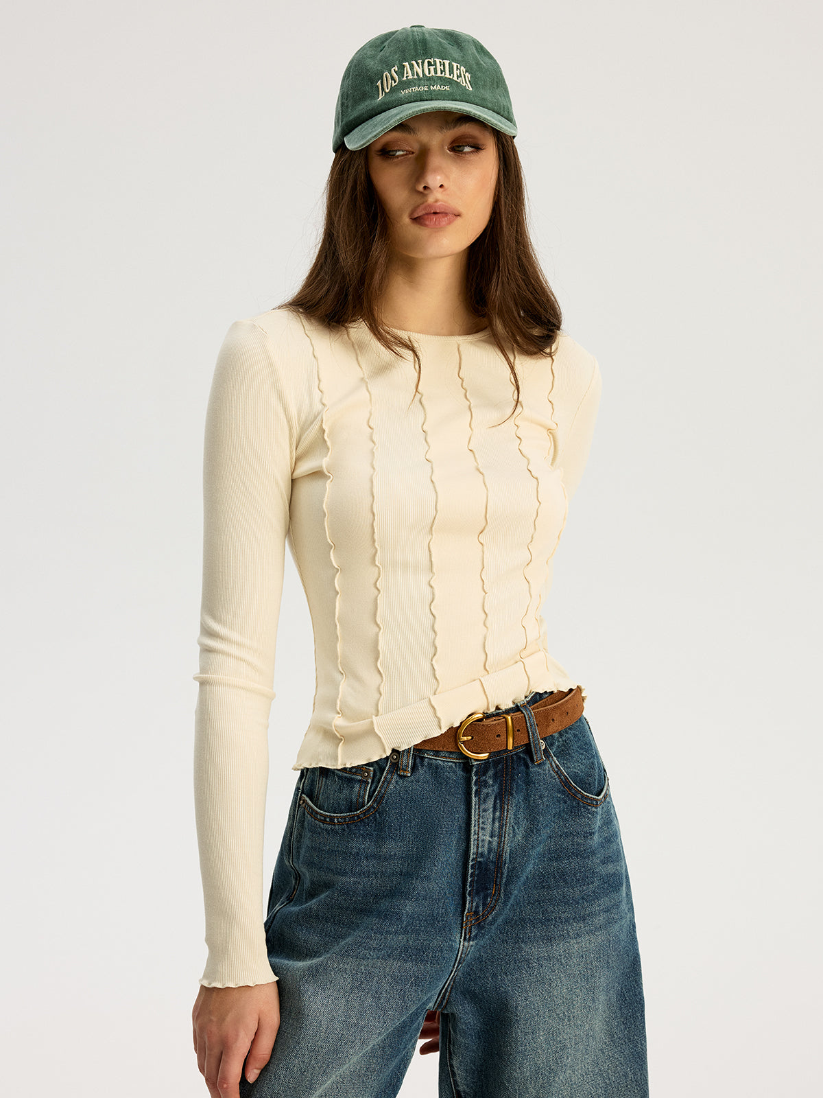 Seam Detail Ribbed Jersey Top
