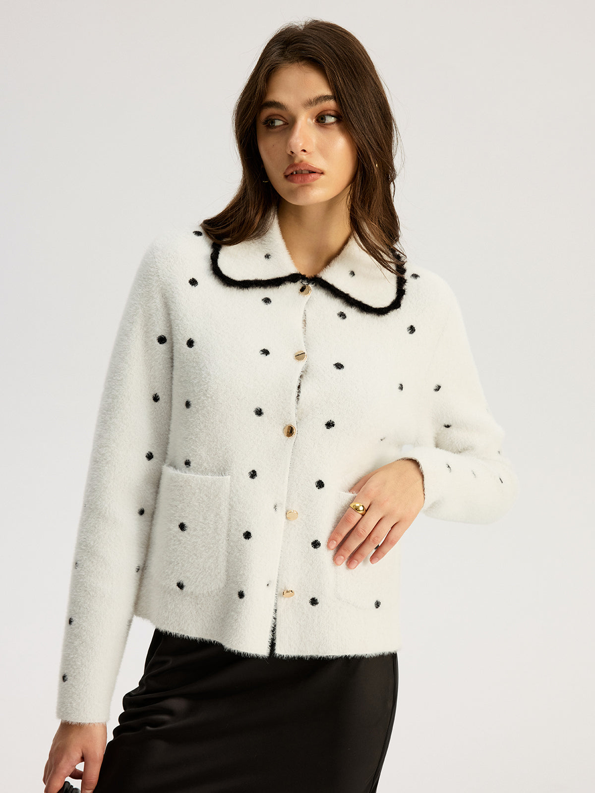 Nylon-Strickjacke mit Polka Dots