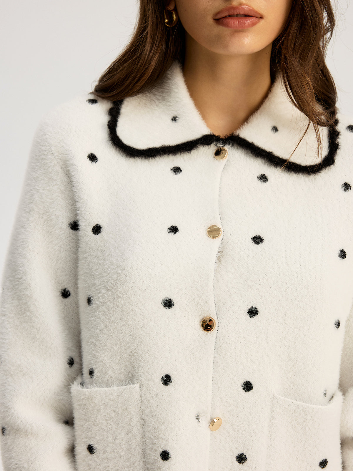 Nylon-Strickjacke mit Polka Dots