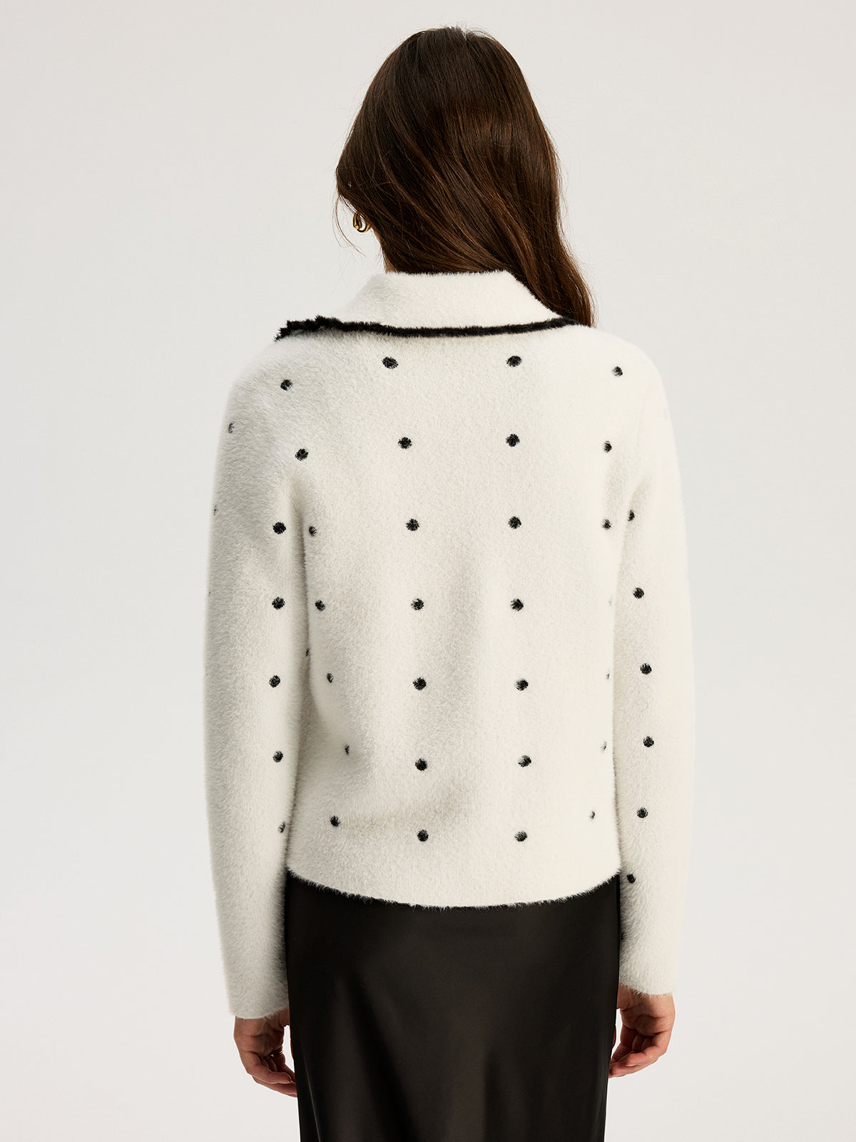 Nylon Polka Dot Knit Cardigan