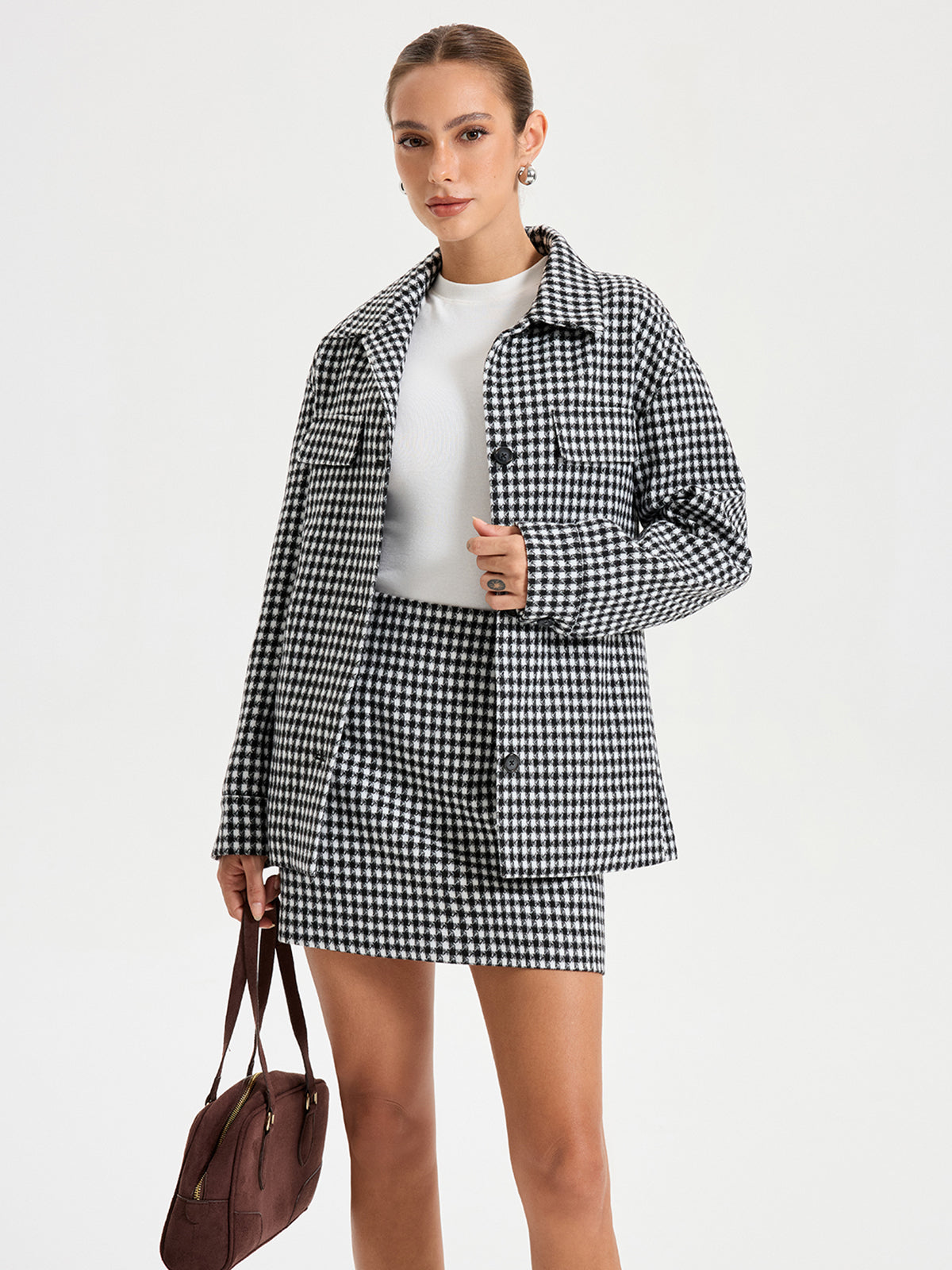 Karierte Jacke mit Revers