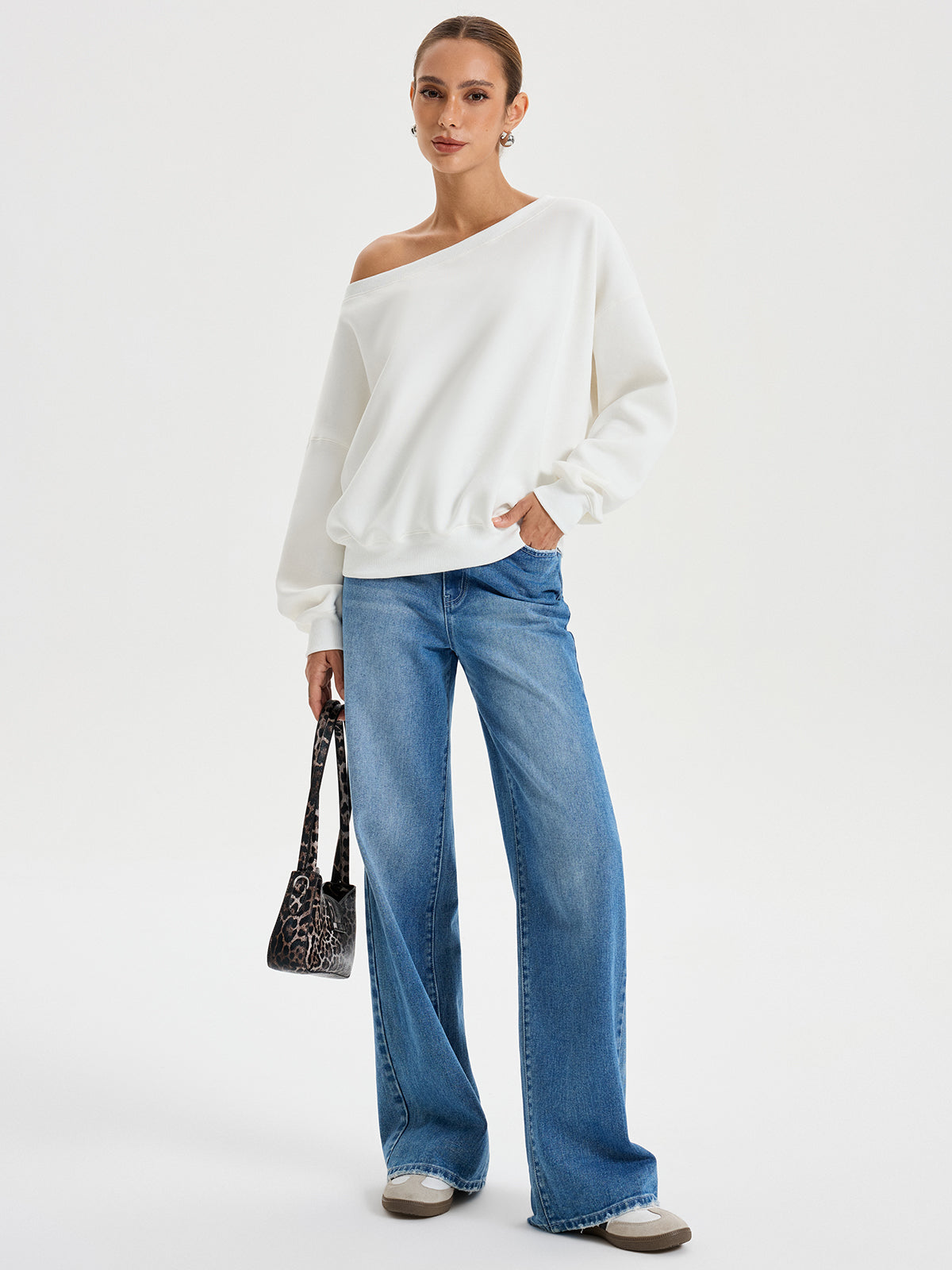 Sweat-shirt oversize décolleté aux épaules
