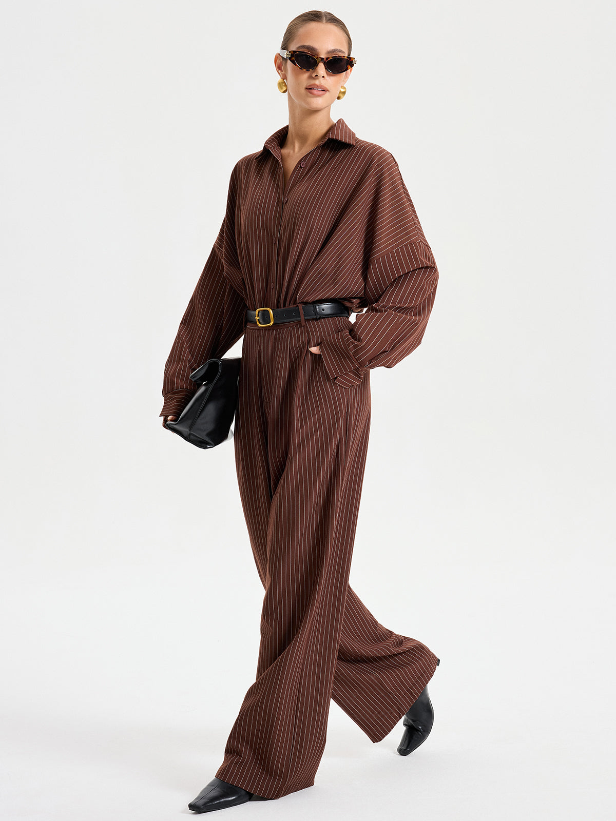 Body à manches longues rayé avec col chemise