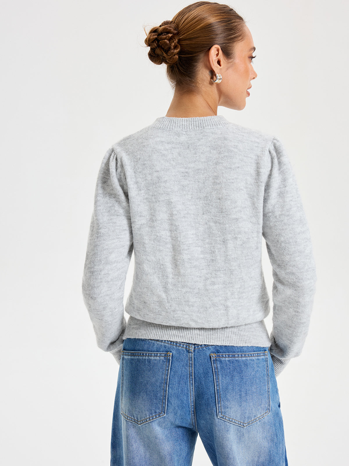 Cardigan boutonné à col rond