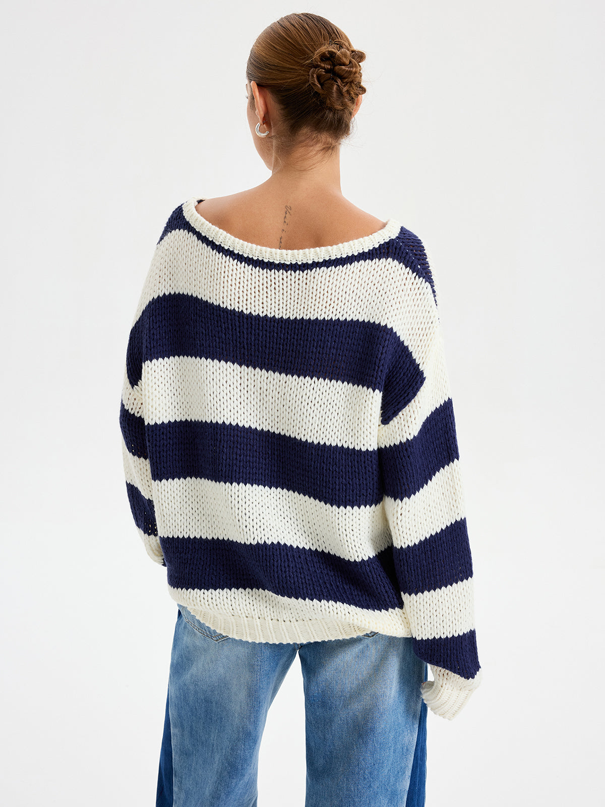 Pull rayé oversize à manches longues