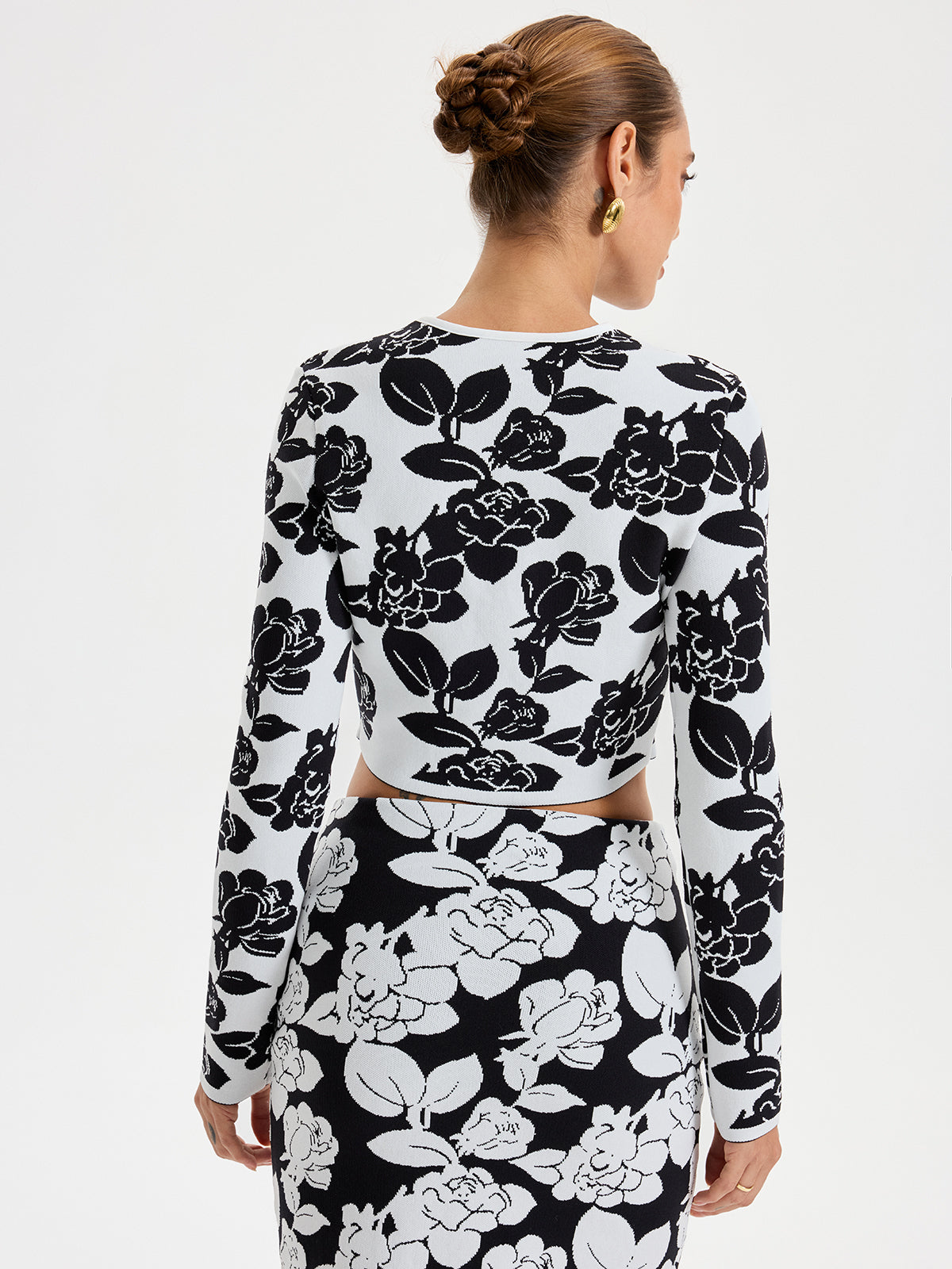 Floral Pattern Crop Cardigan