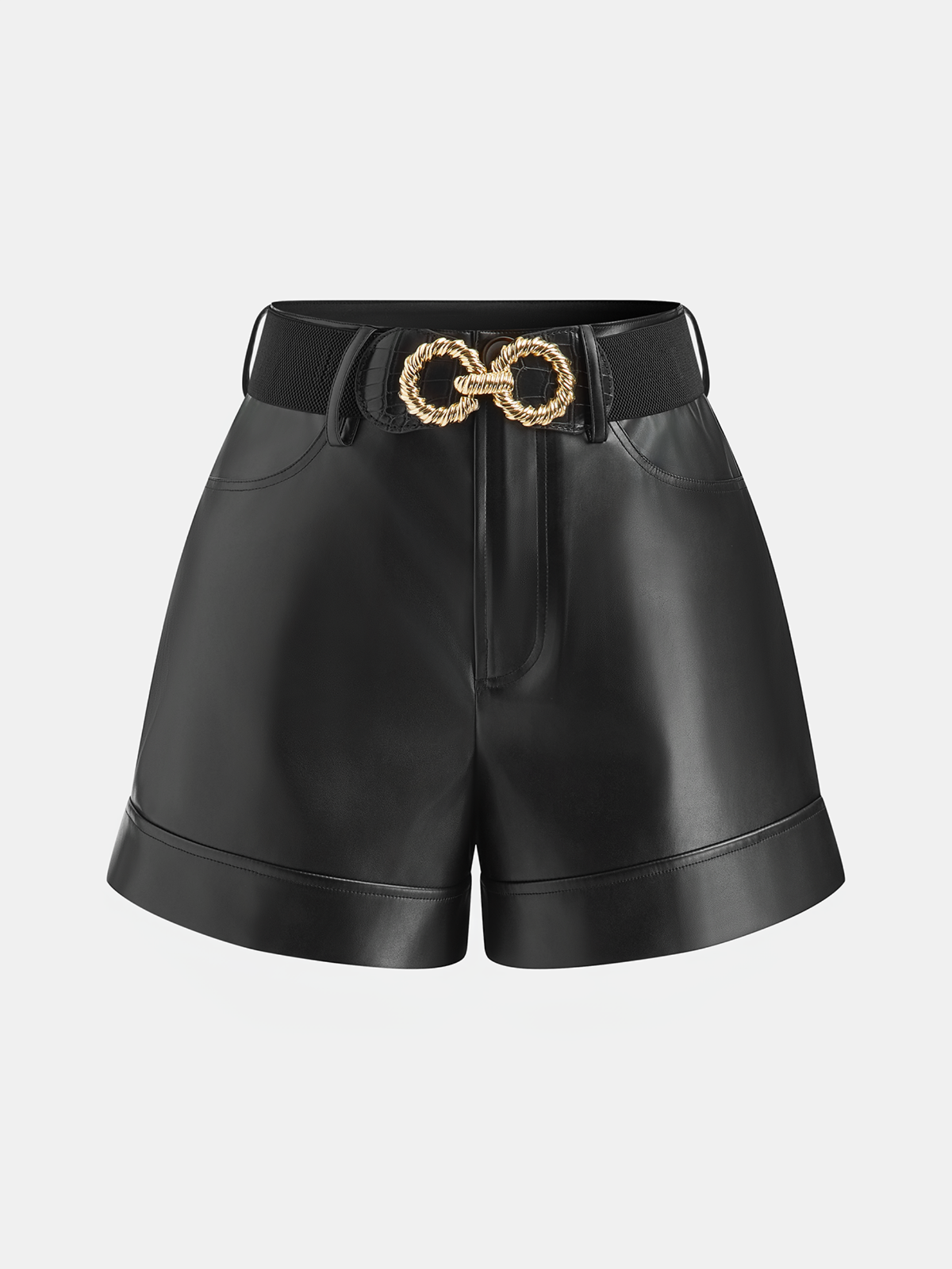 Gürtelshorts aus Kunstleder