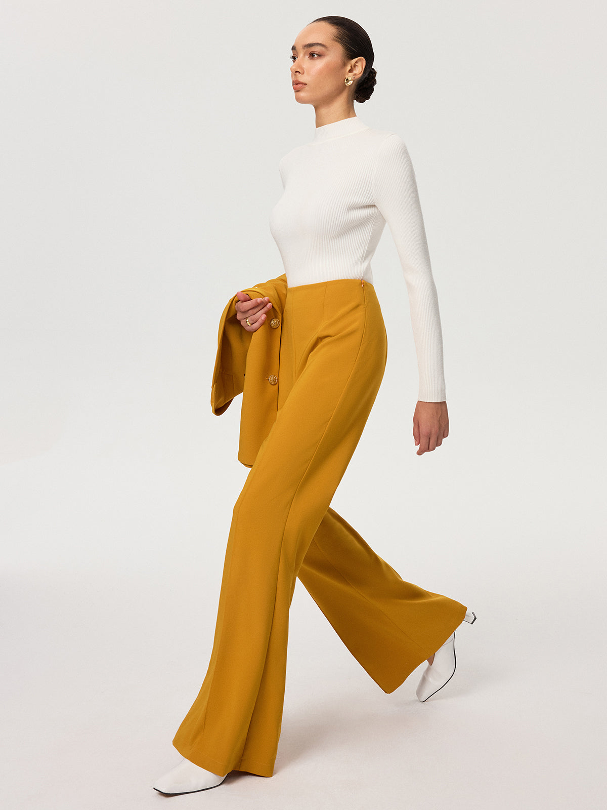 Pantalon évasé taille mi-haute