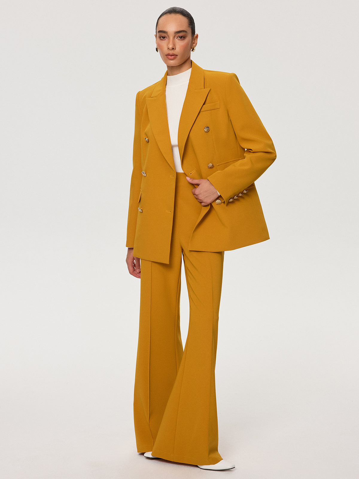 Pantalon évasé taille mi-haute