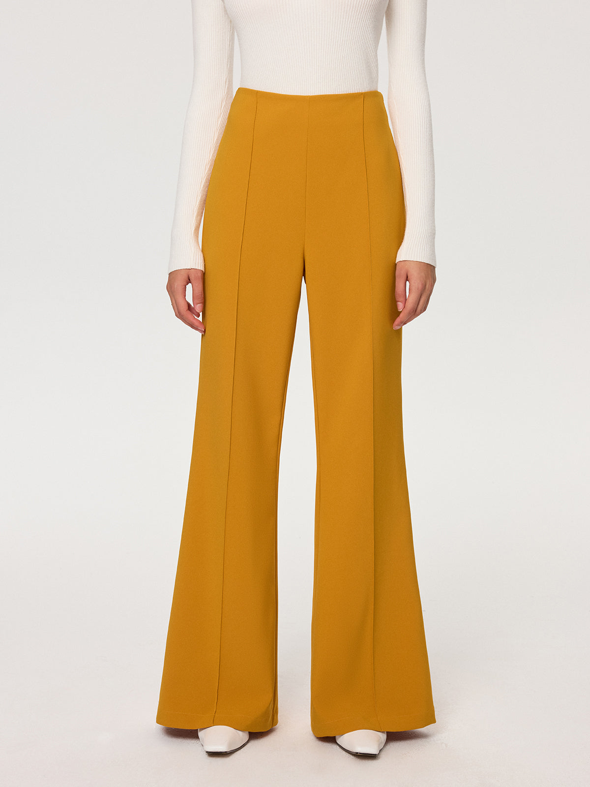 Pantalon évasé taille mi-haute