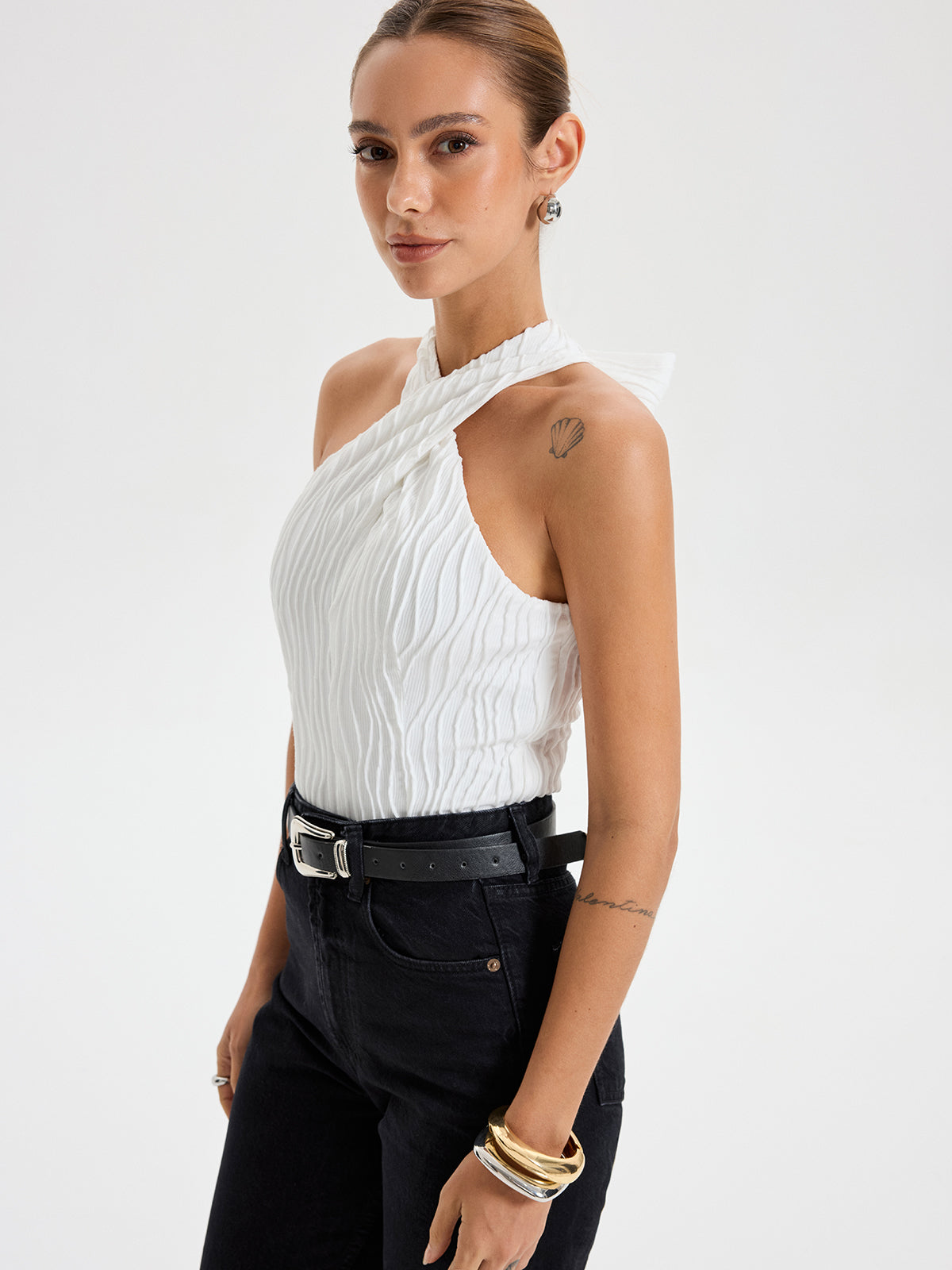 Textured Crisscross Halter Top