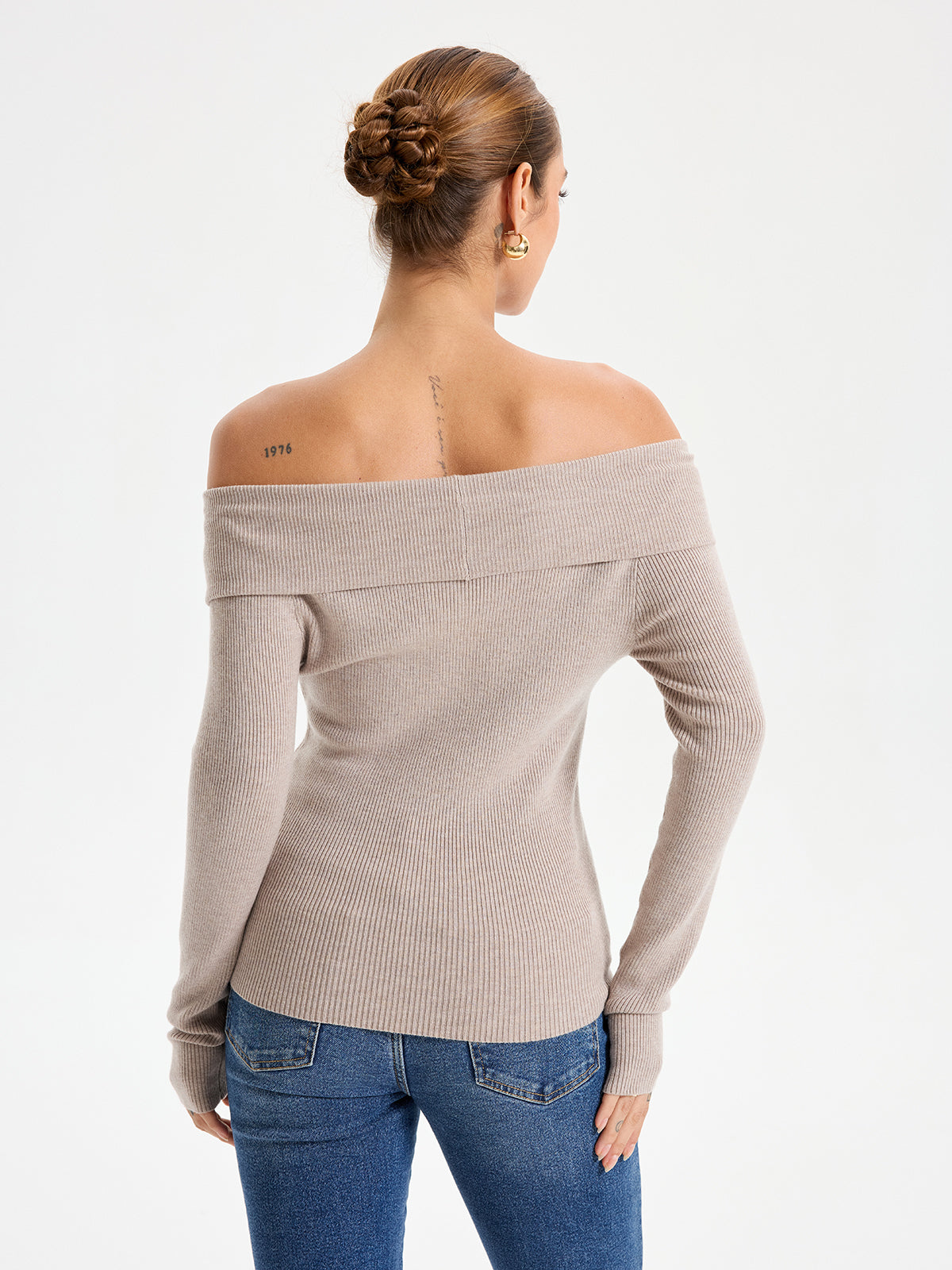Frenchy Off Shoulder Crossover Sweater