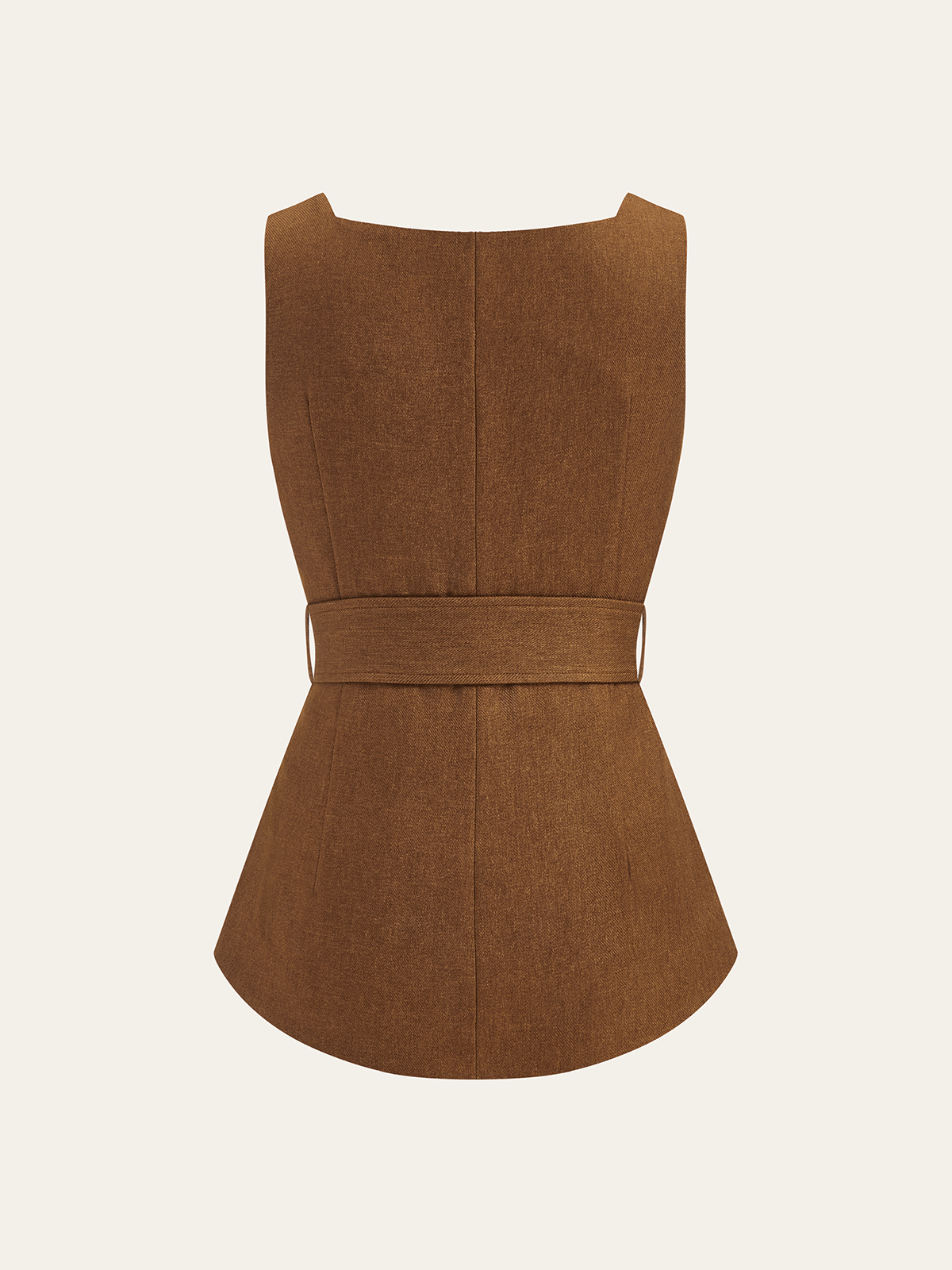 Gilet Ceinture Décolleté Carré avec Fermeture Éclair sur le Devant