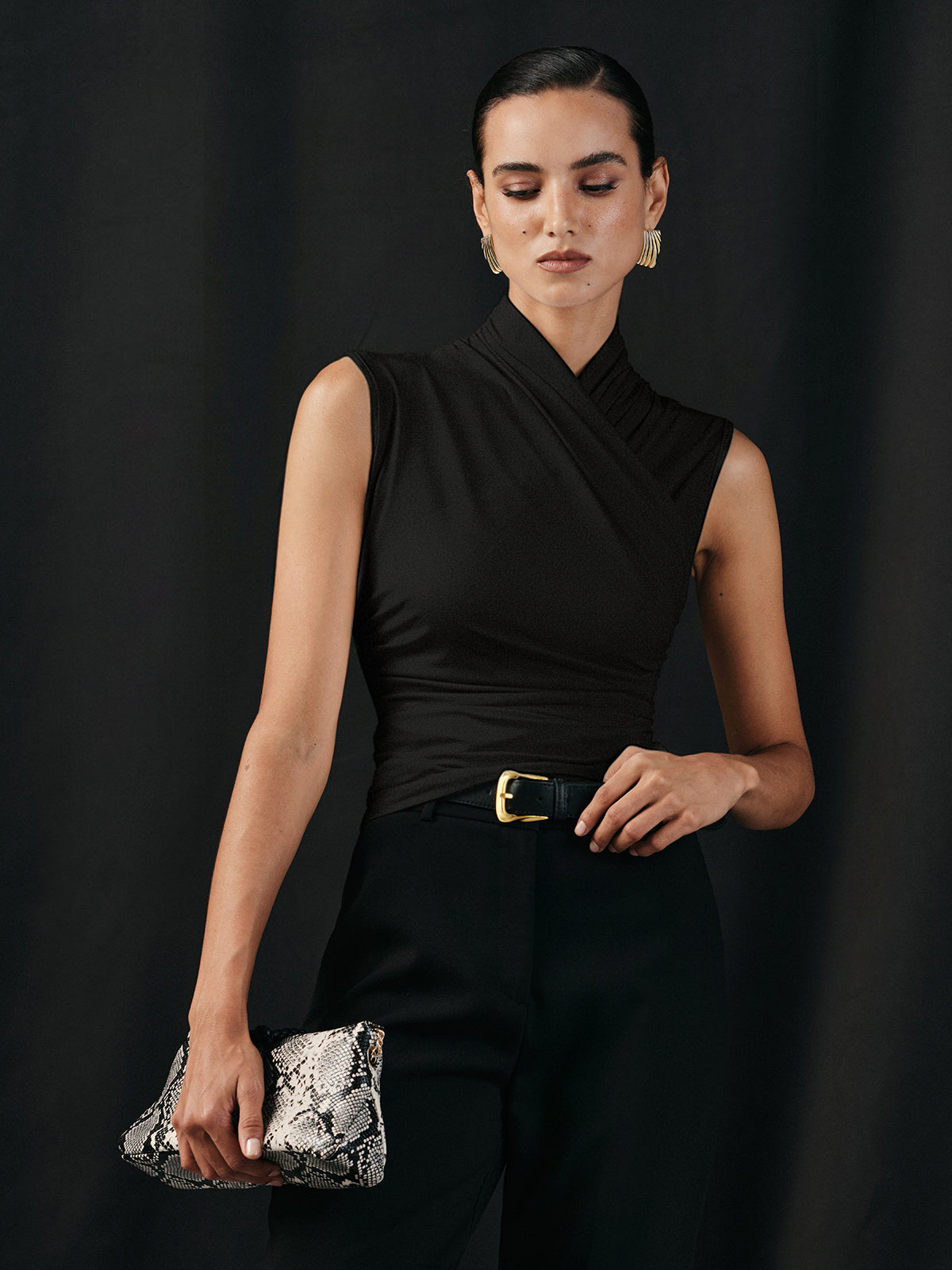 Débardeur froncé à col croisé