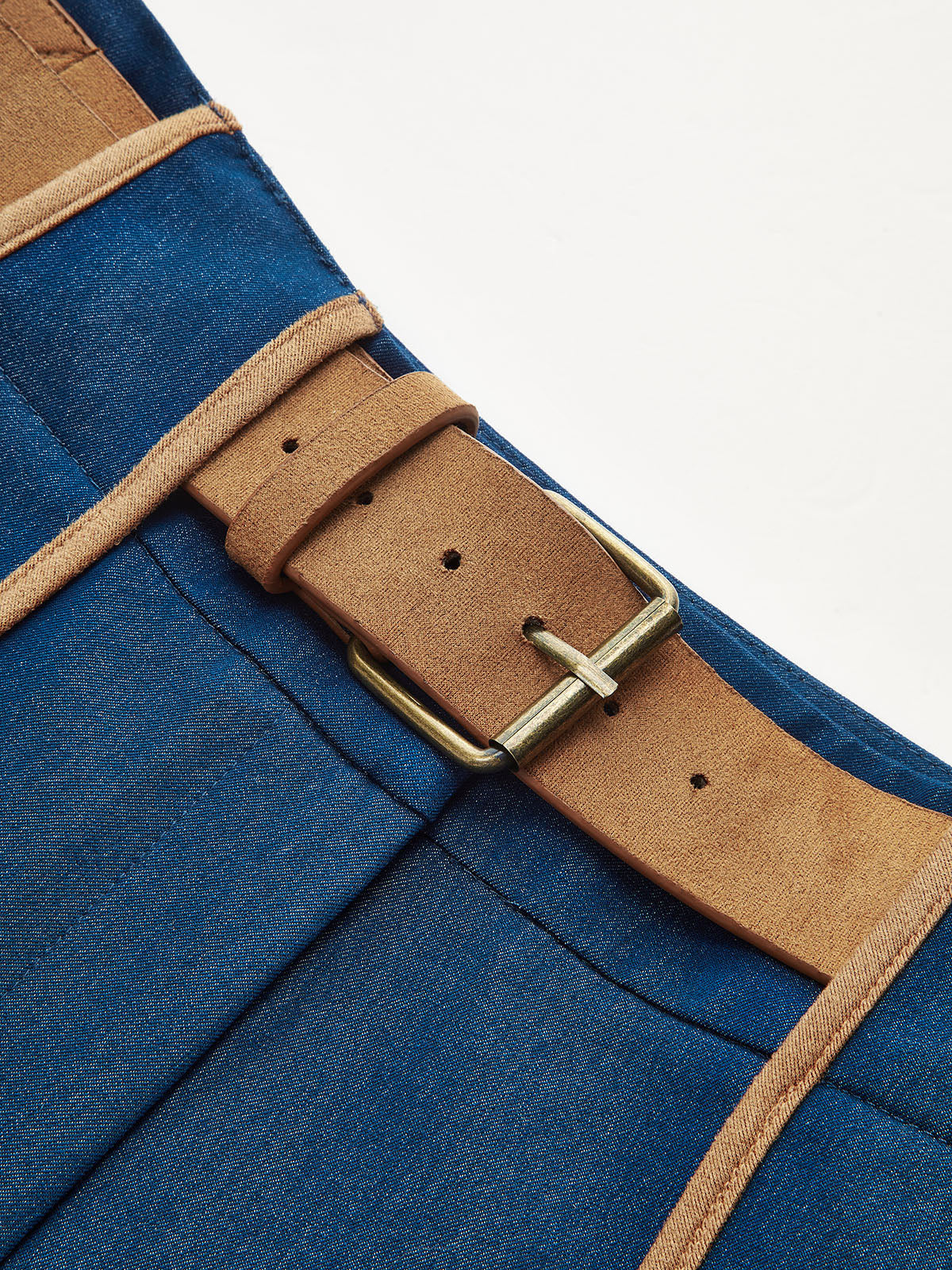 Belted Leather Trim Shorts