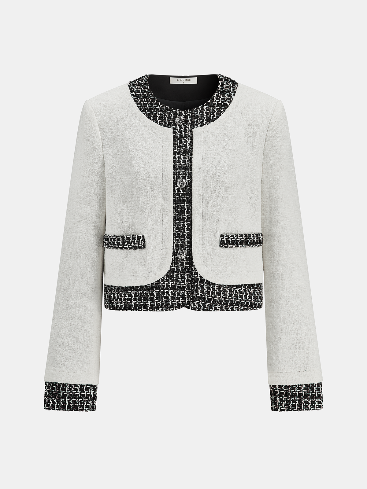 Tweed Contrast Trim Cropped Jacket