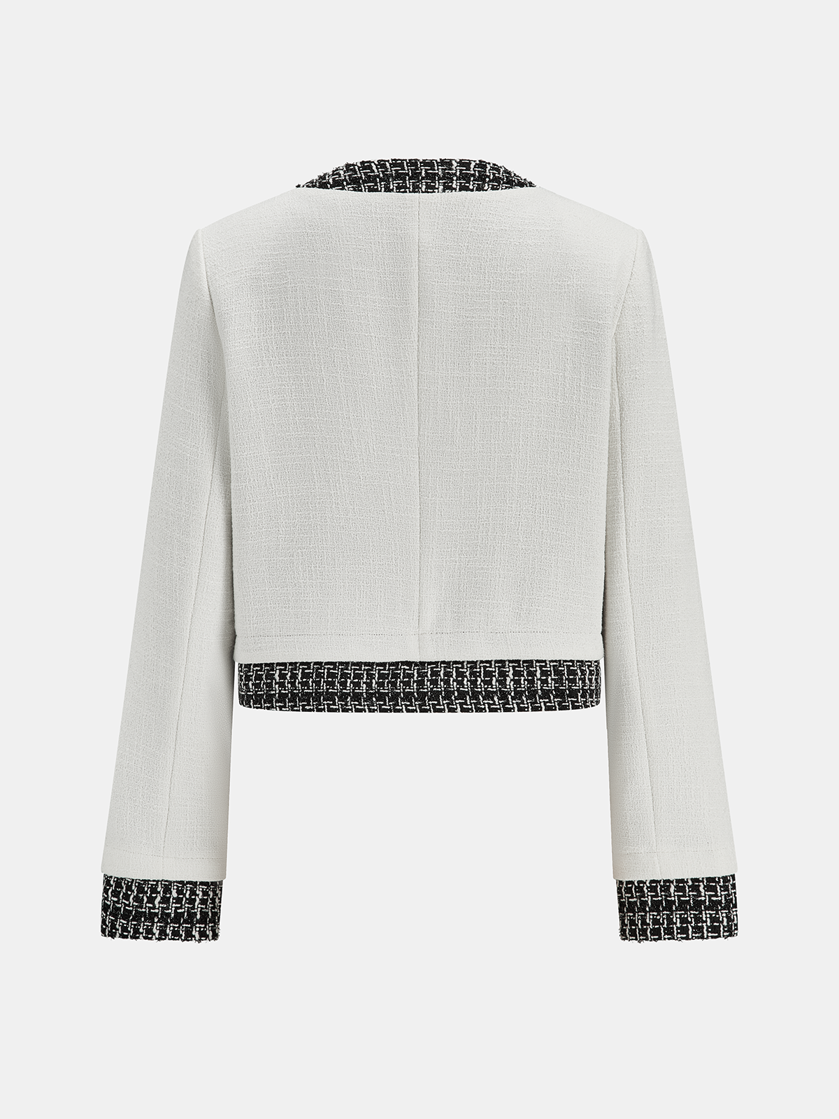 Tweed Contrast Trim Cropped Jacket