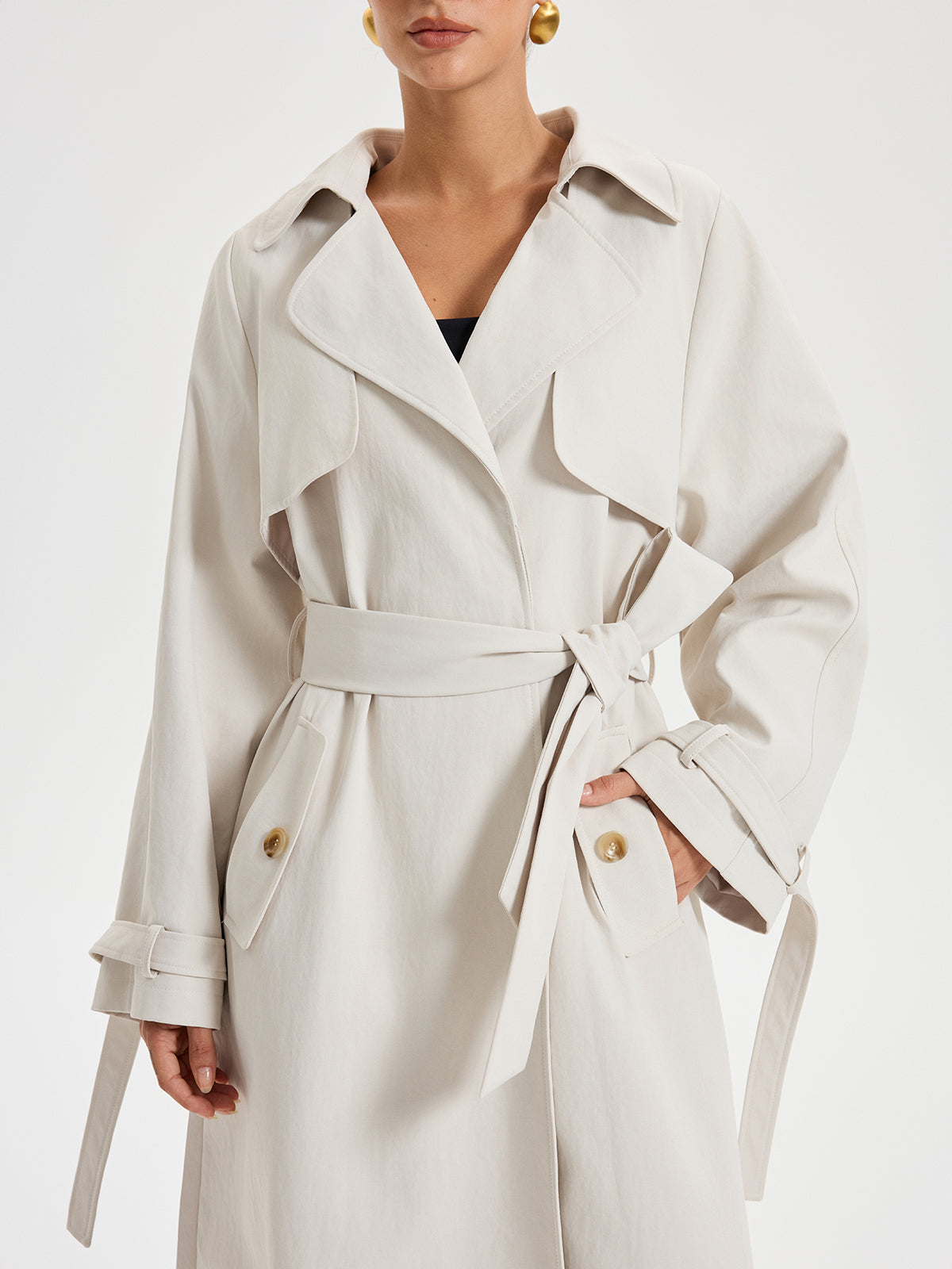 Trench-coat croisé ceinturé