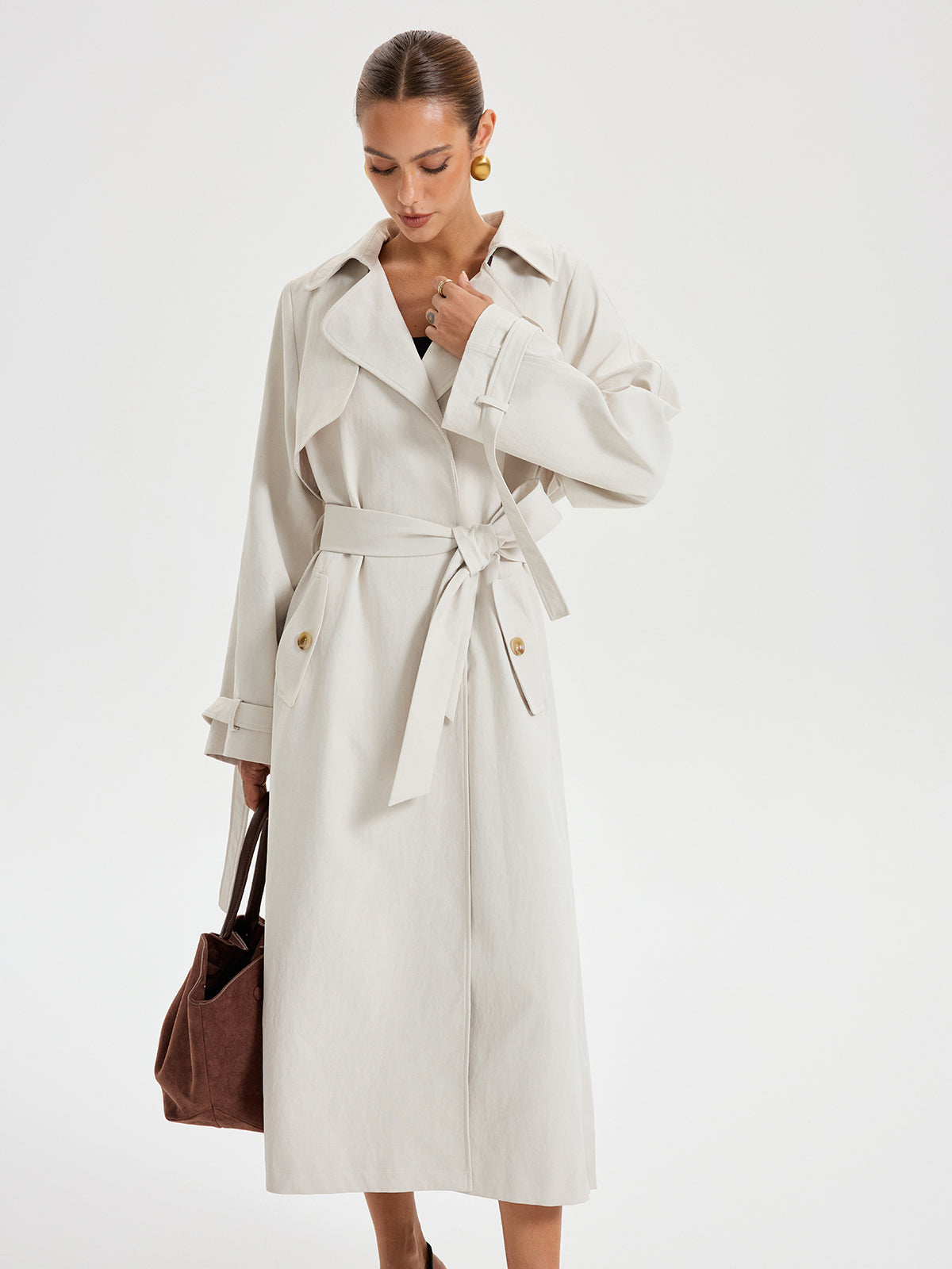 Trench-coat croisé ceinturé