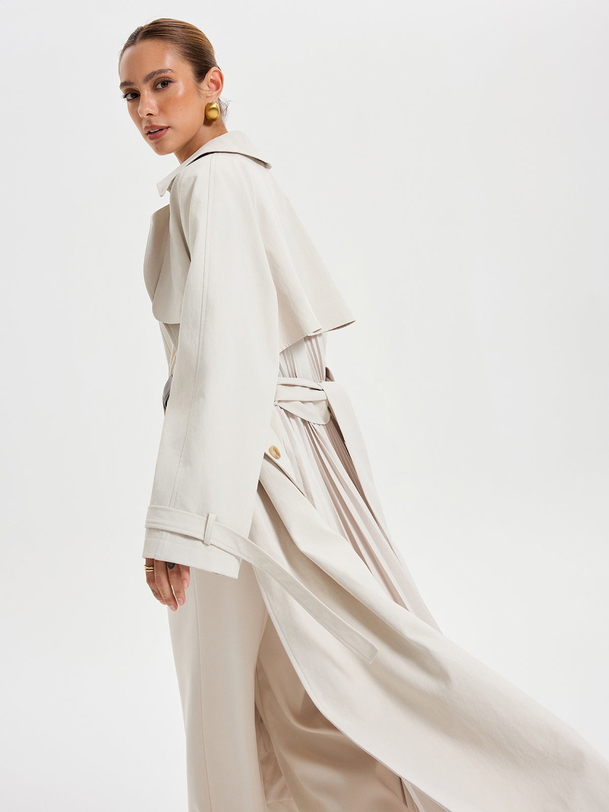 Trench-coat croisé ceinturé