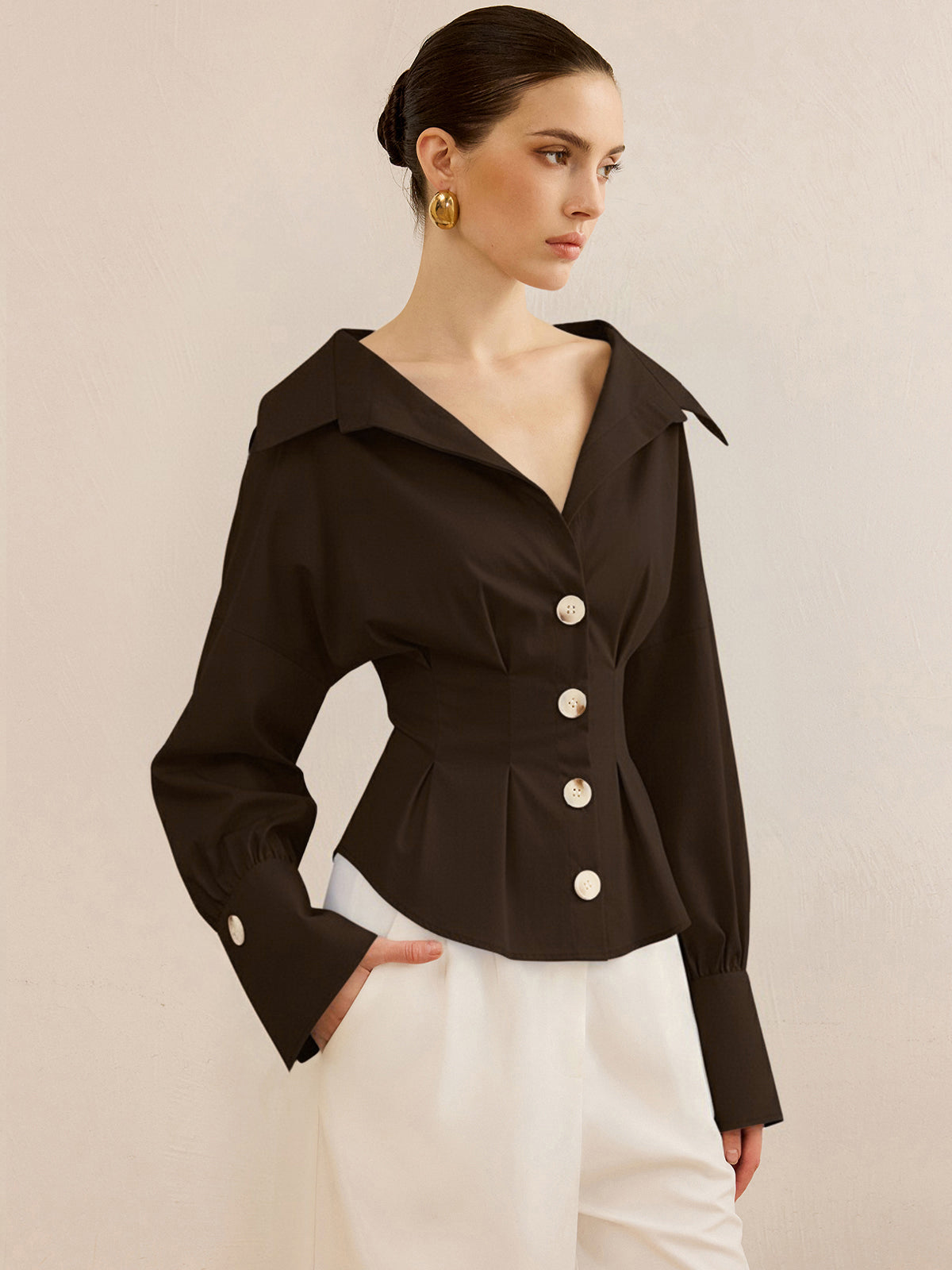 Gestreiftes Hemd mit Kragen und taillierendem Design