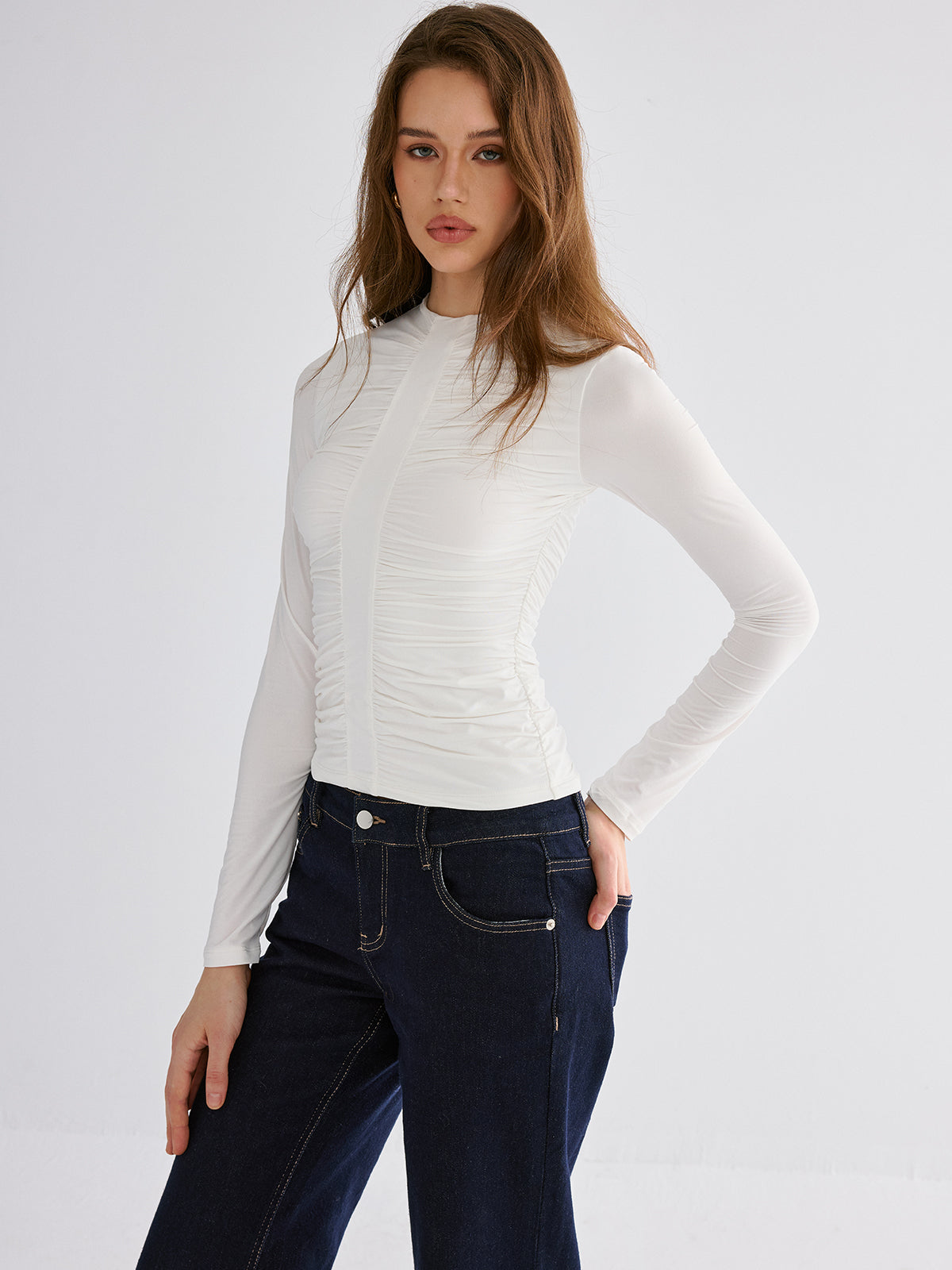Ruched Long Sleeve Top