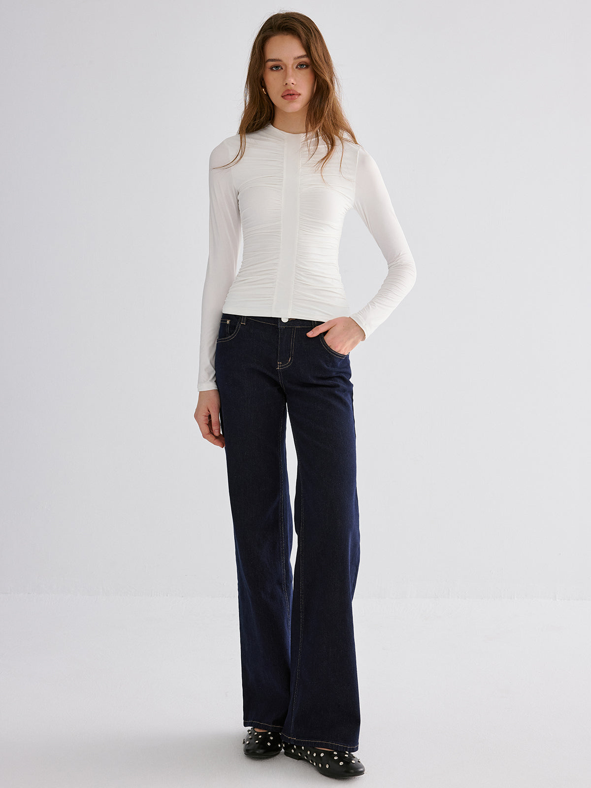 Ruched Long Sleeve Top