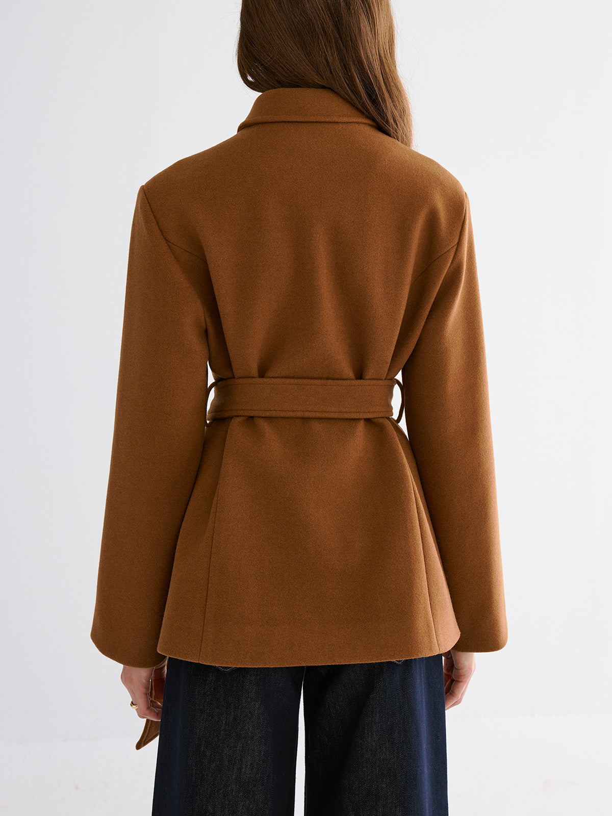 Smooth Wool Blend Balted Jacket