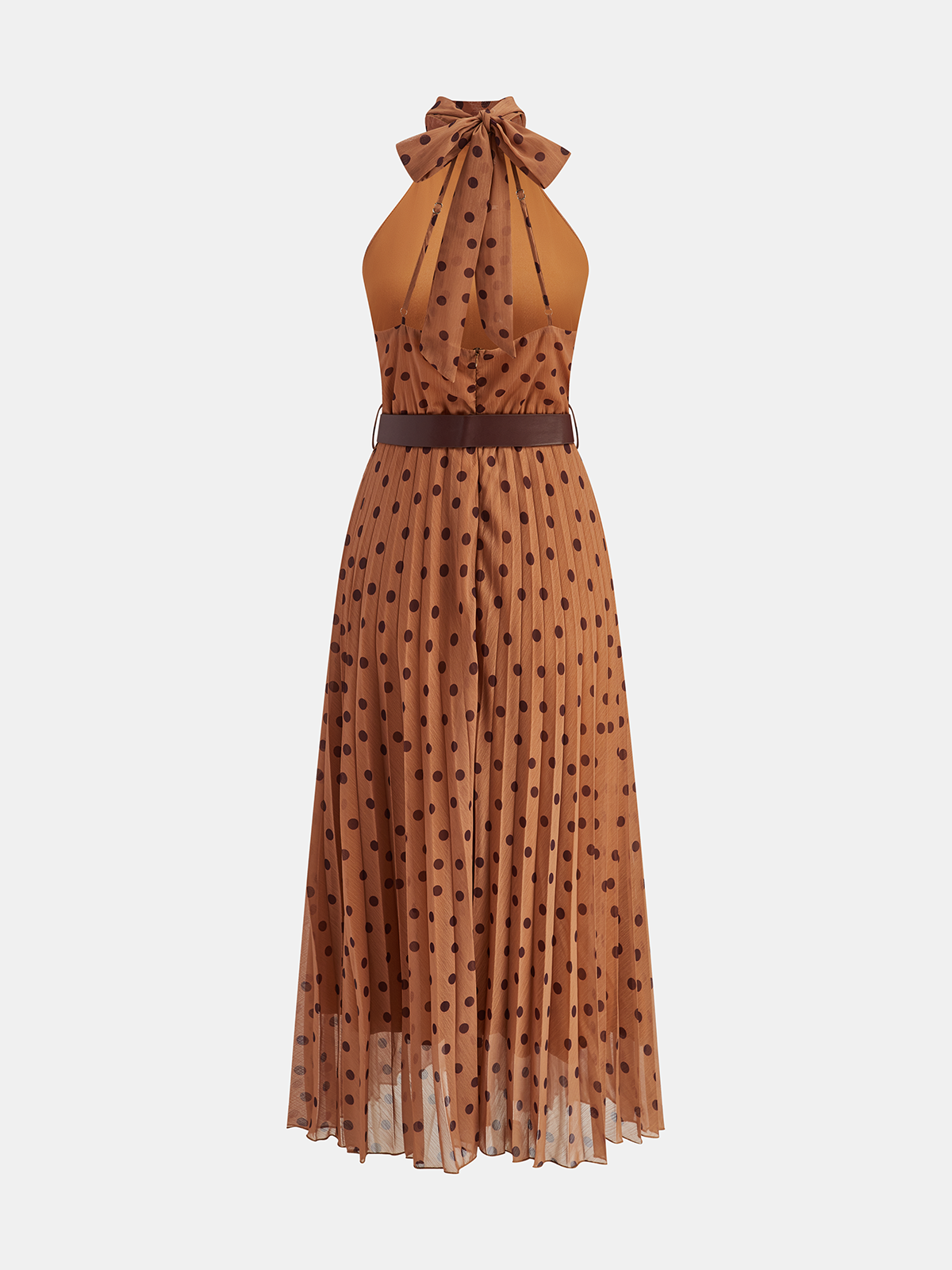 Robe dos nu à pois avec ceinture