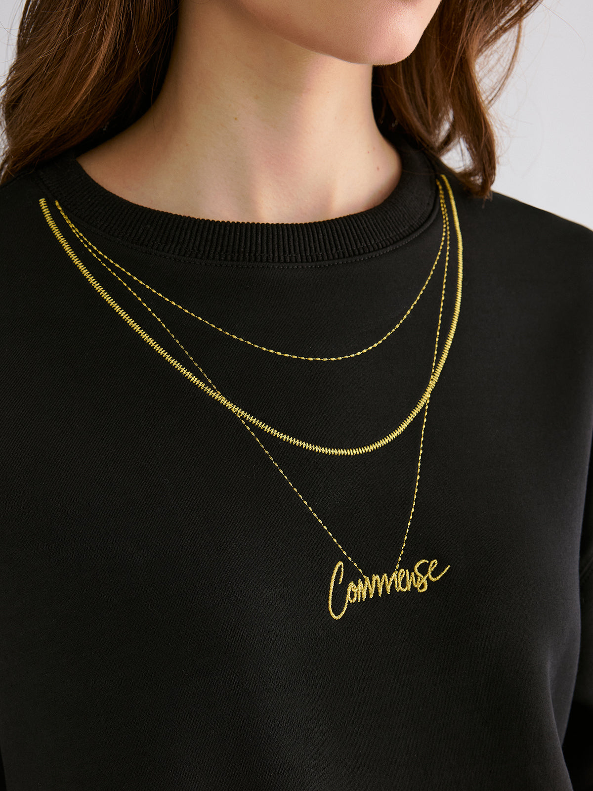 Golden Chain Embroidery Sweatshirt