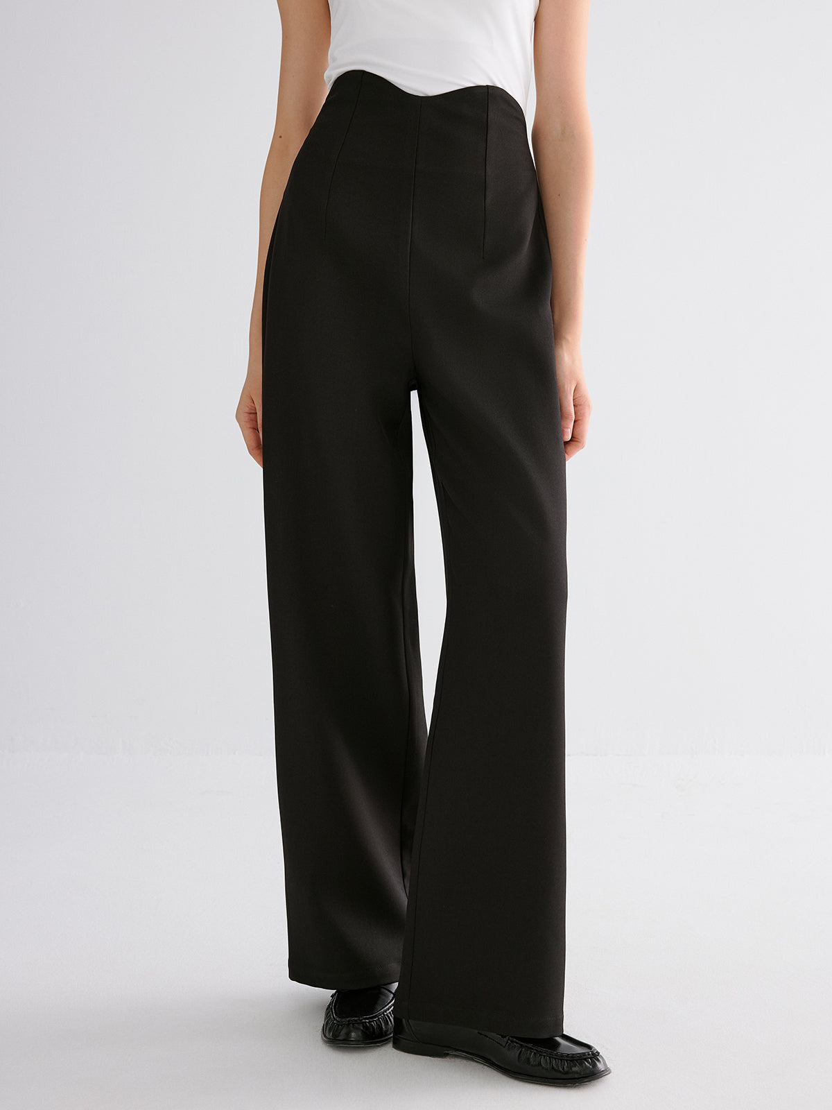 High-Waist-Hose mit weitem Bein