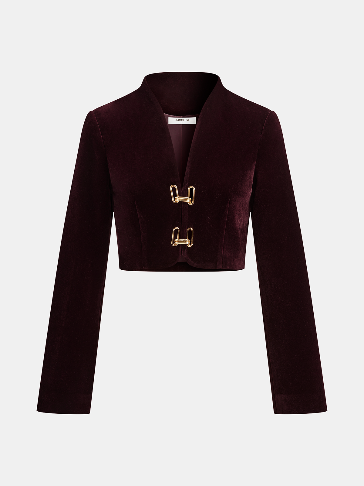 Metal Buckle Corduroy Stand Collar Jacket