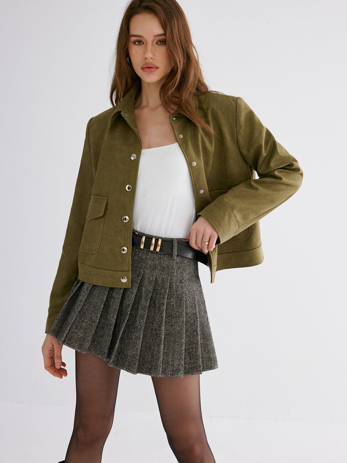 Plissierter Tweed-Rock
