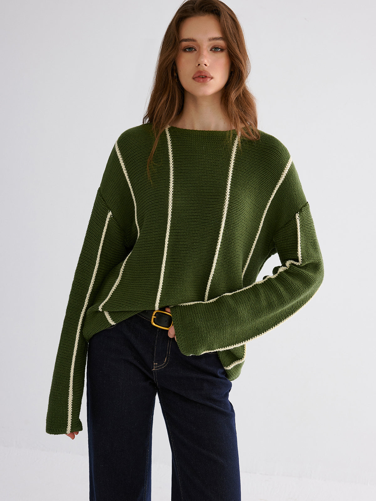Pull rayé contrastant