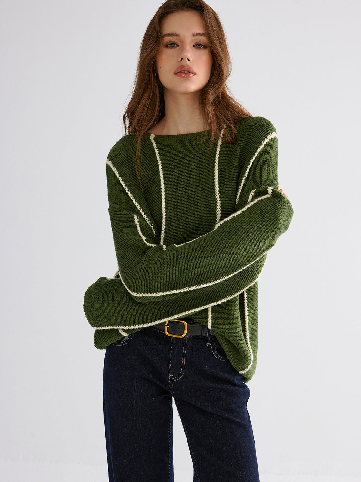 Pull rayé contrastant