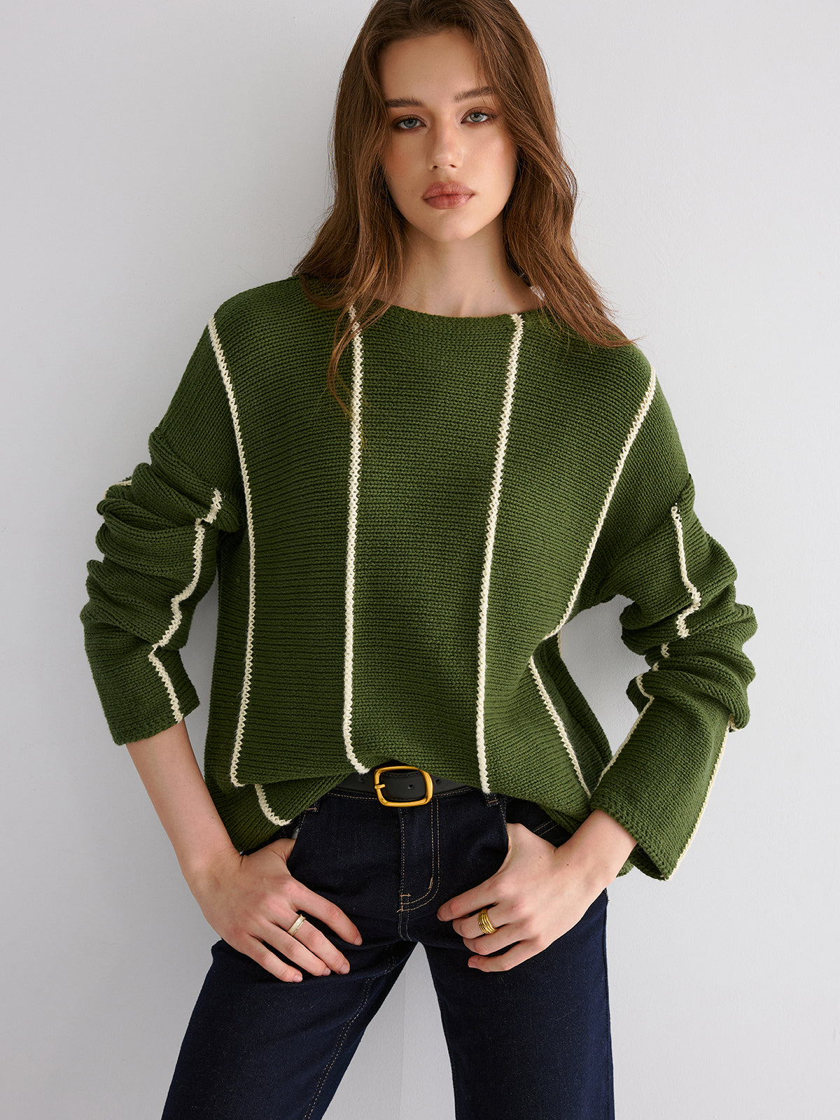 Pull rayé contrastant