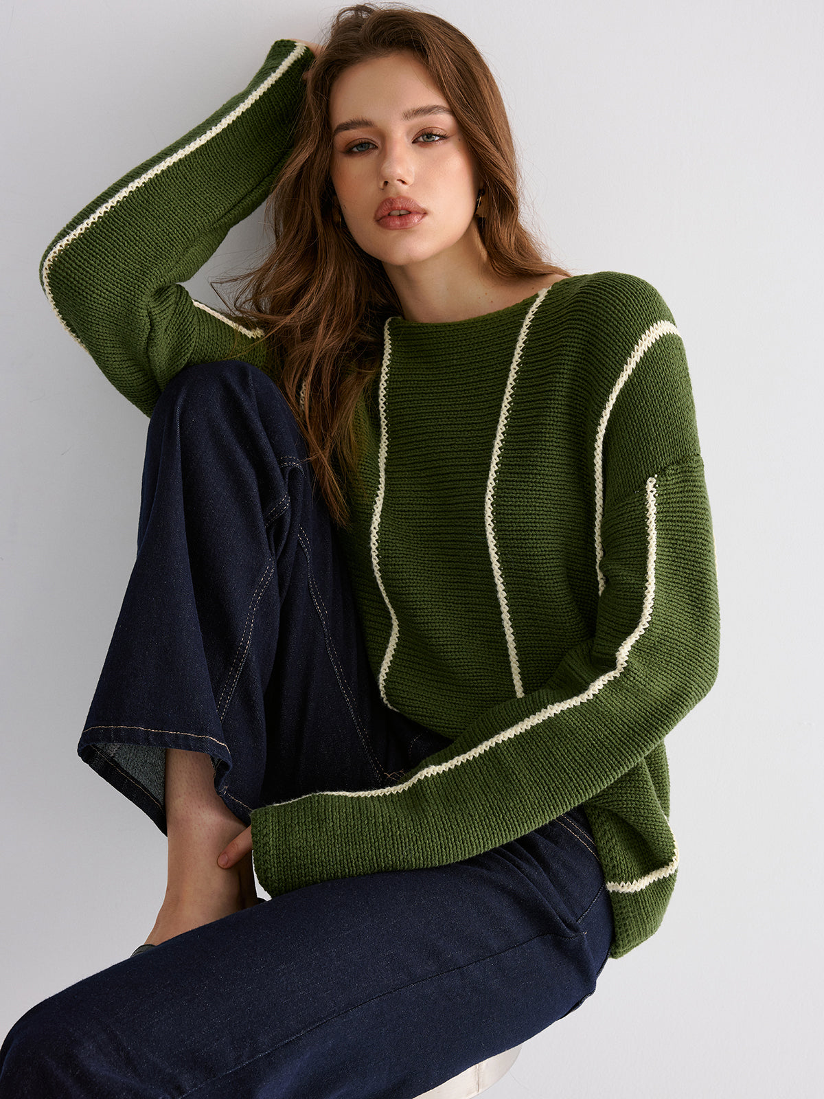 Pull rayé contrastant
