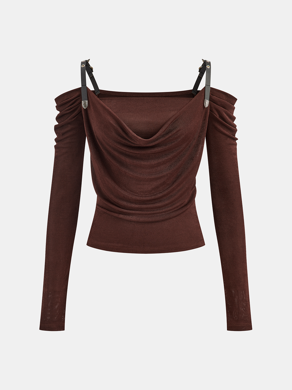 Haut à col bénitier et lanières en faux cuir