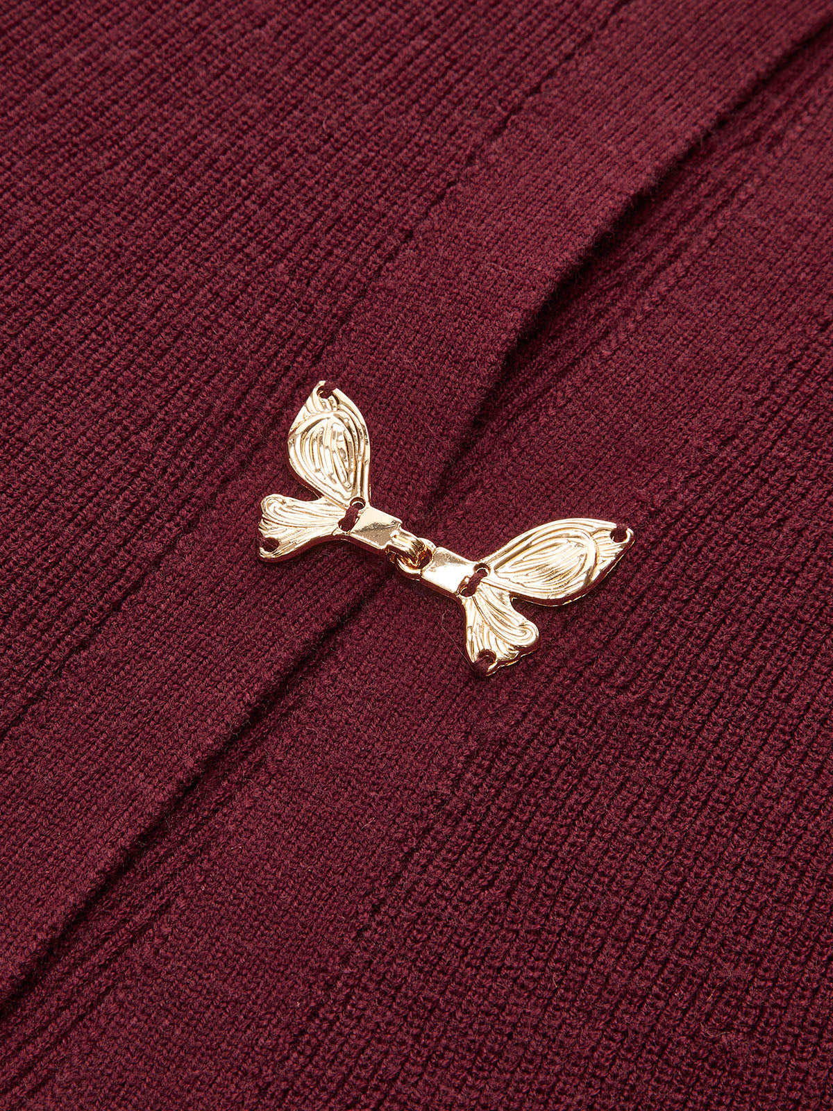 Bow Buckle Peplum Knit Cardigan