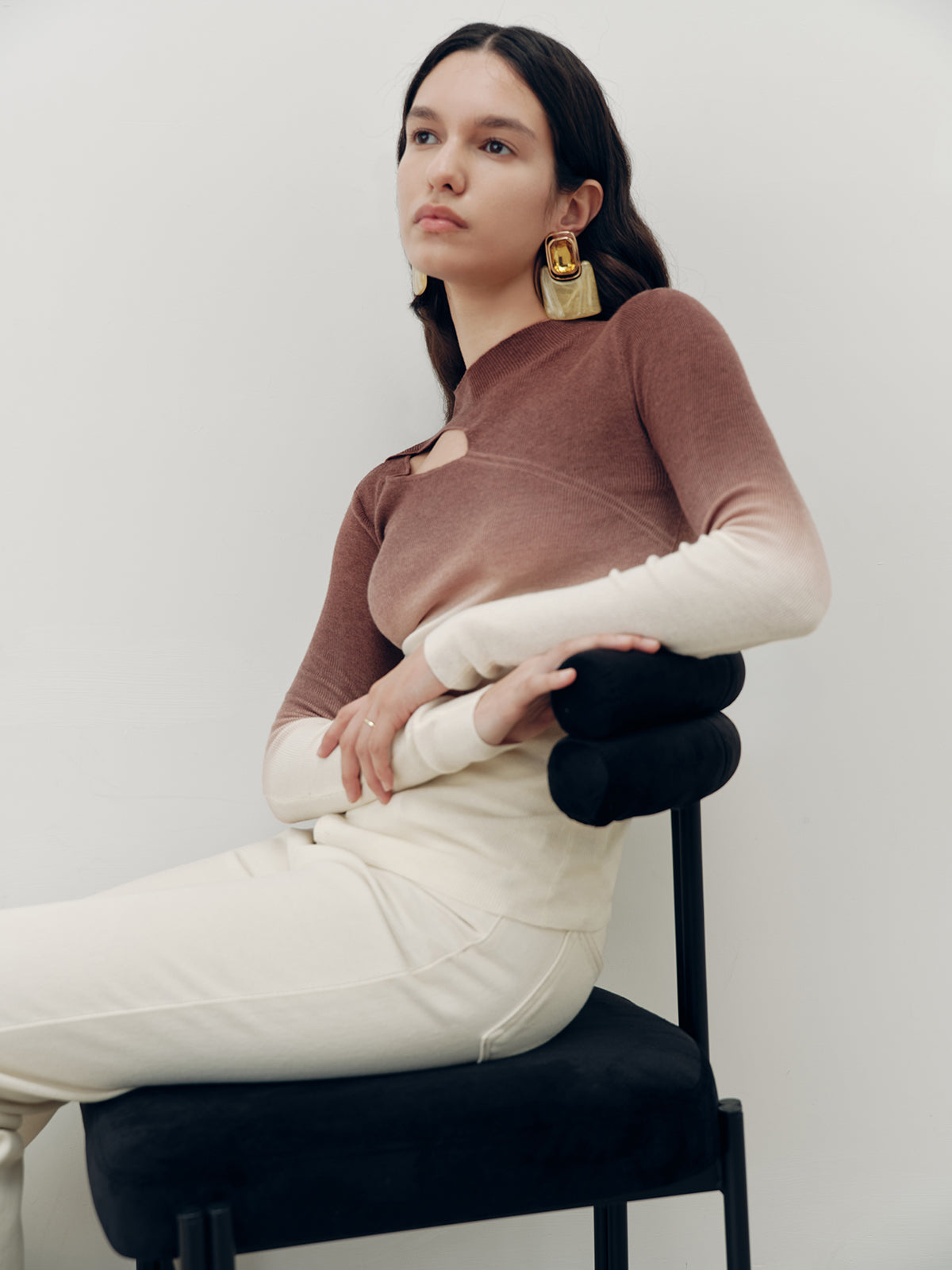 Ombre Cut-Out Knit Top