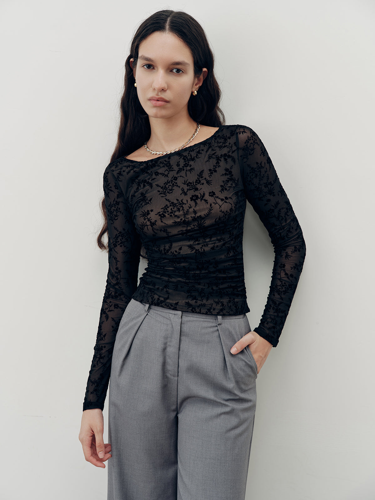 Floral Lace Long Sleeve T-Shirt