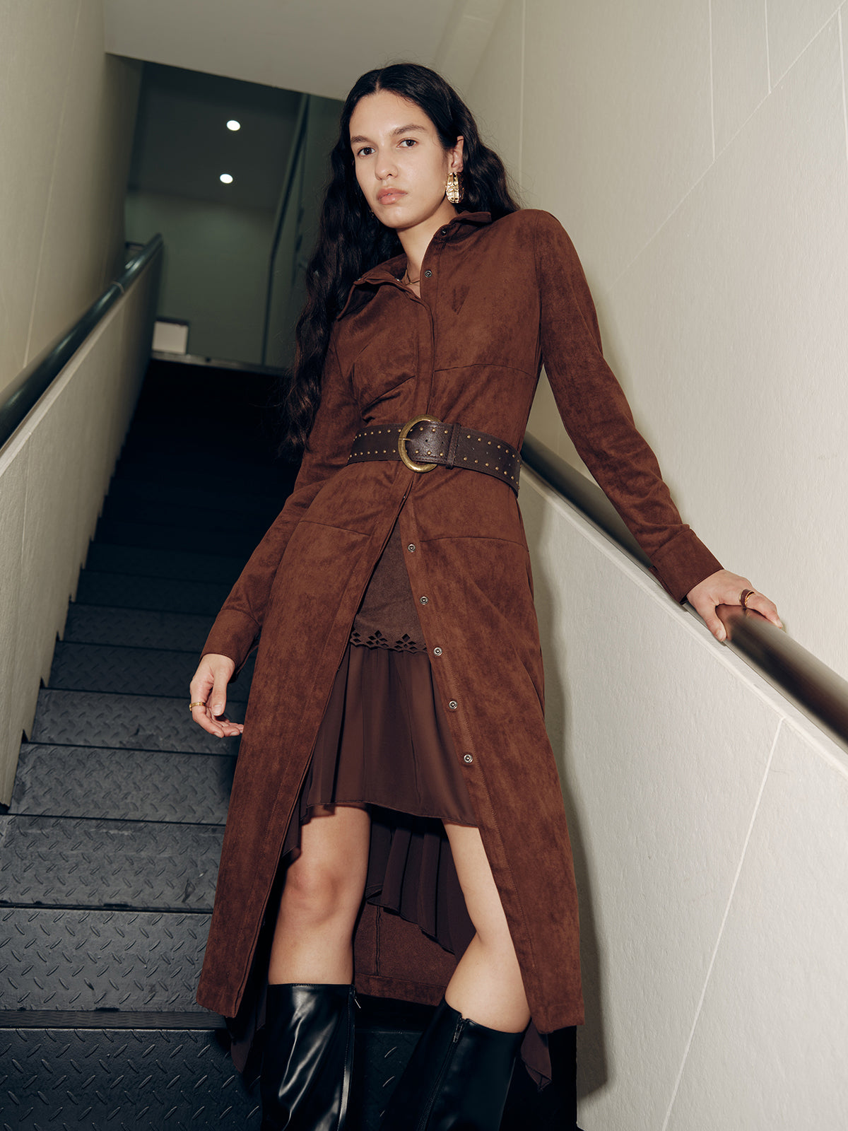 Suede Shirt Dress without Belt