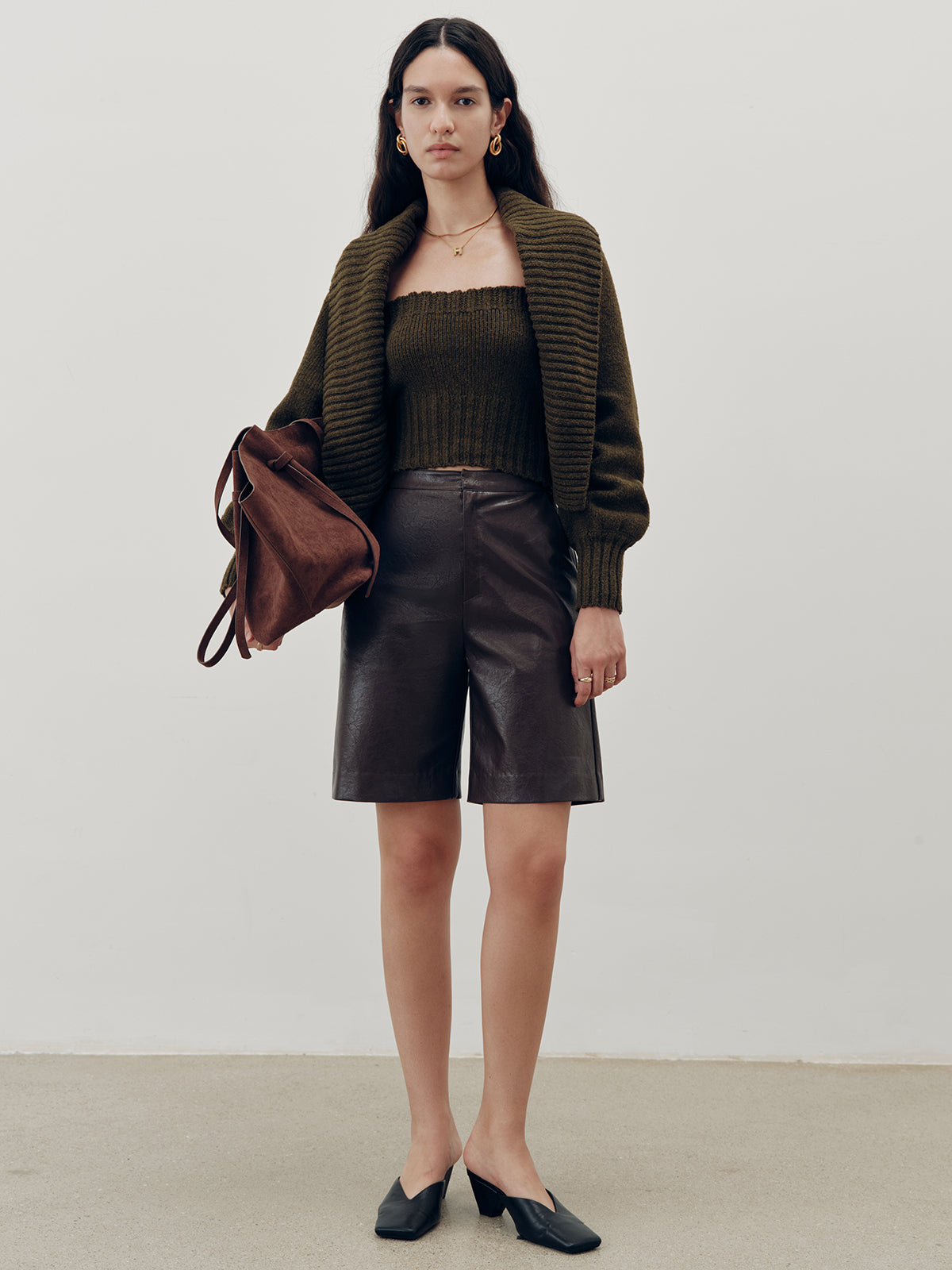 Knit Strapless Top and Cardigan Two-Piece Set